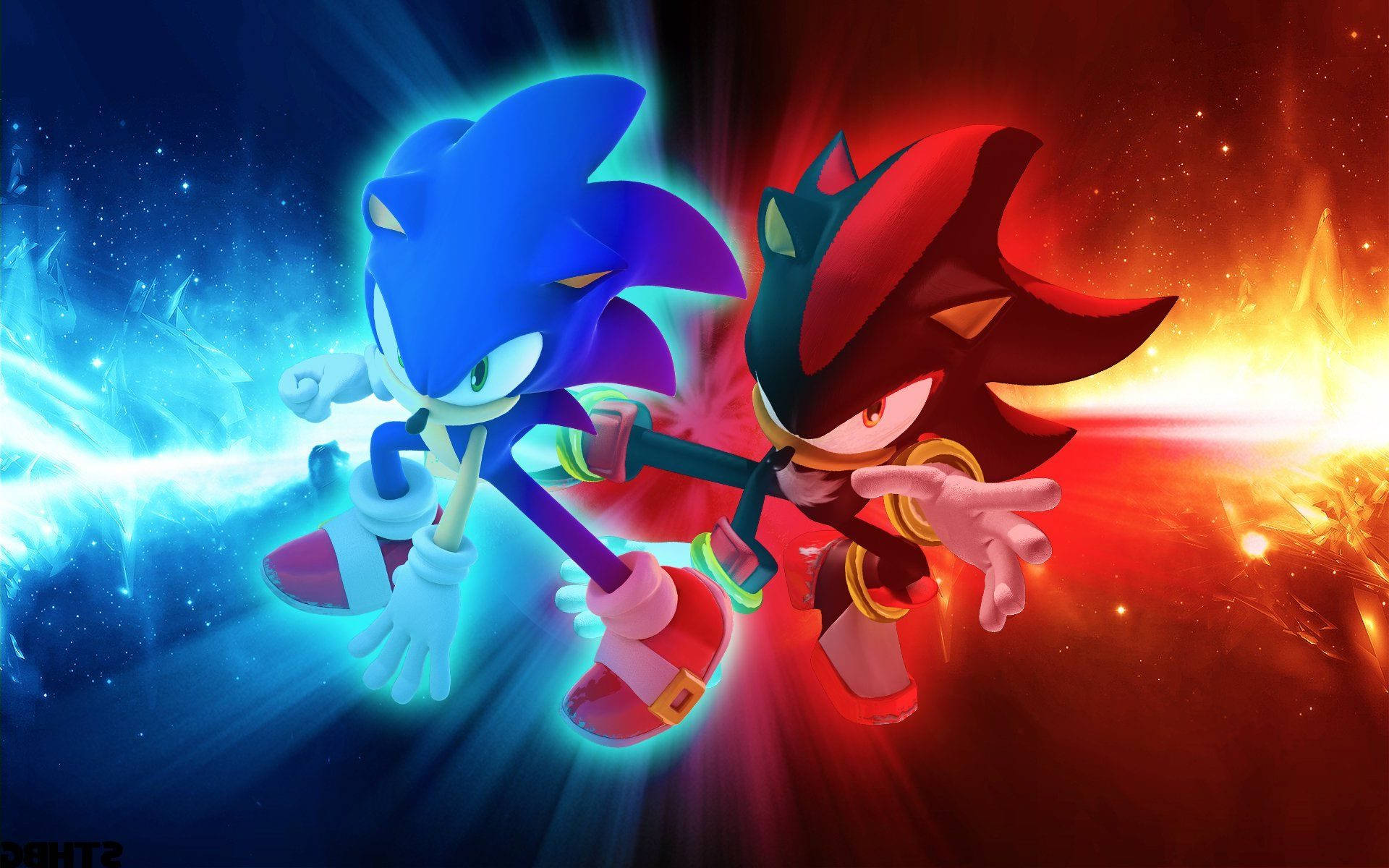 Sonic, Shadow, blue energy, Full HD Desktop Wallpaper
