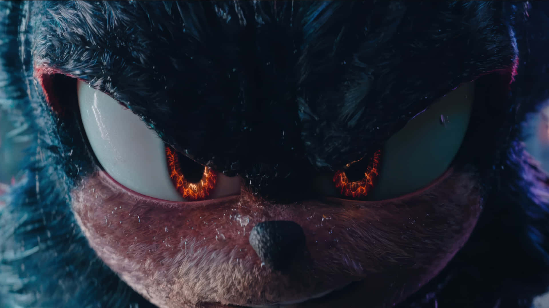 Dark Sonic, dark blue, fiery orange eyes, Full HD Desktop Wallpaper