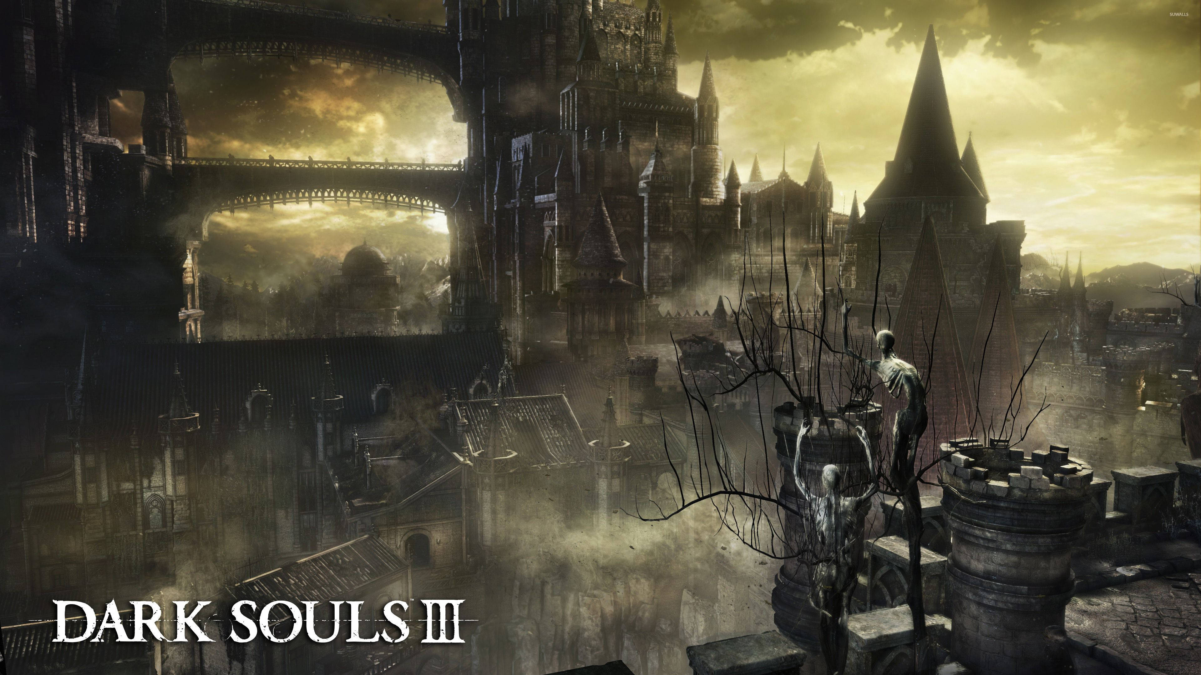Dark Souls 3, crumbling stone tower, gothic ruin, 4K Desktop Wallpaper