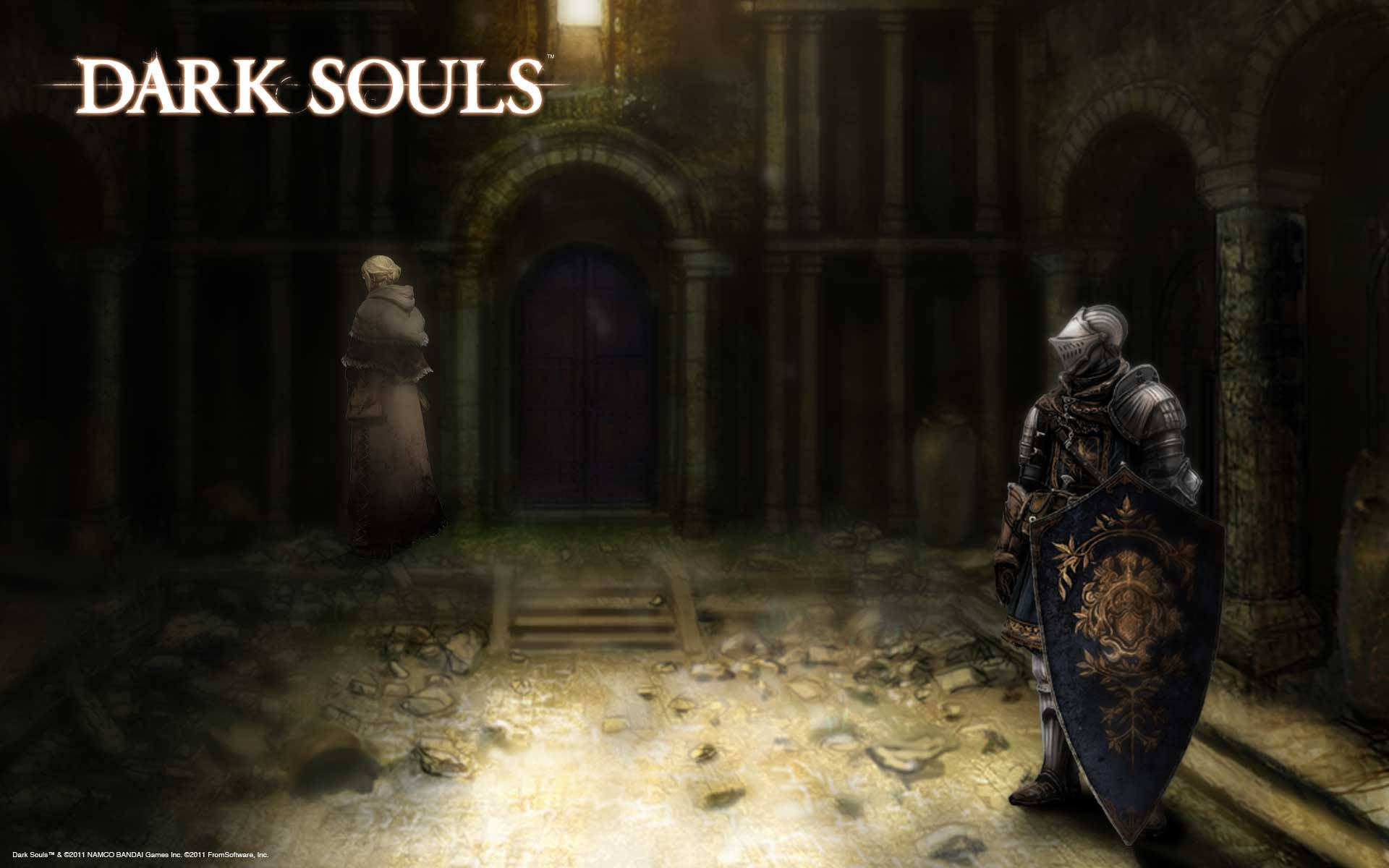 Dark Souls 4K, medieval interior, knight in ornate armor, Full HD Desktop Wallpaper