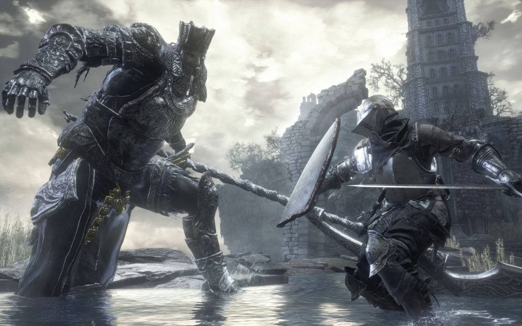 Dark Souls 4K, knight in silver armor, towering dark knight, SD Desktop Wallpaper
