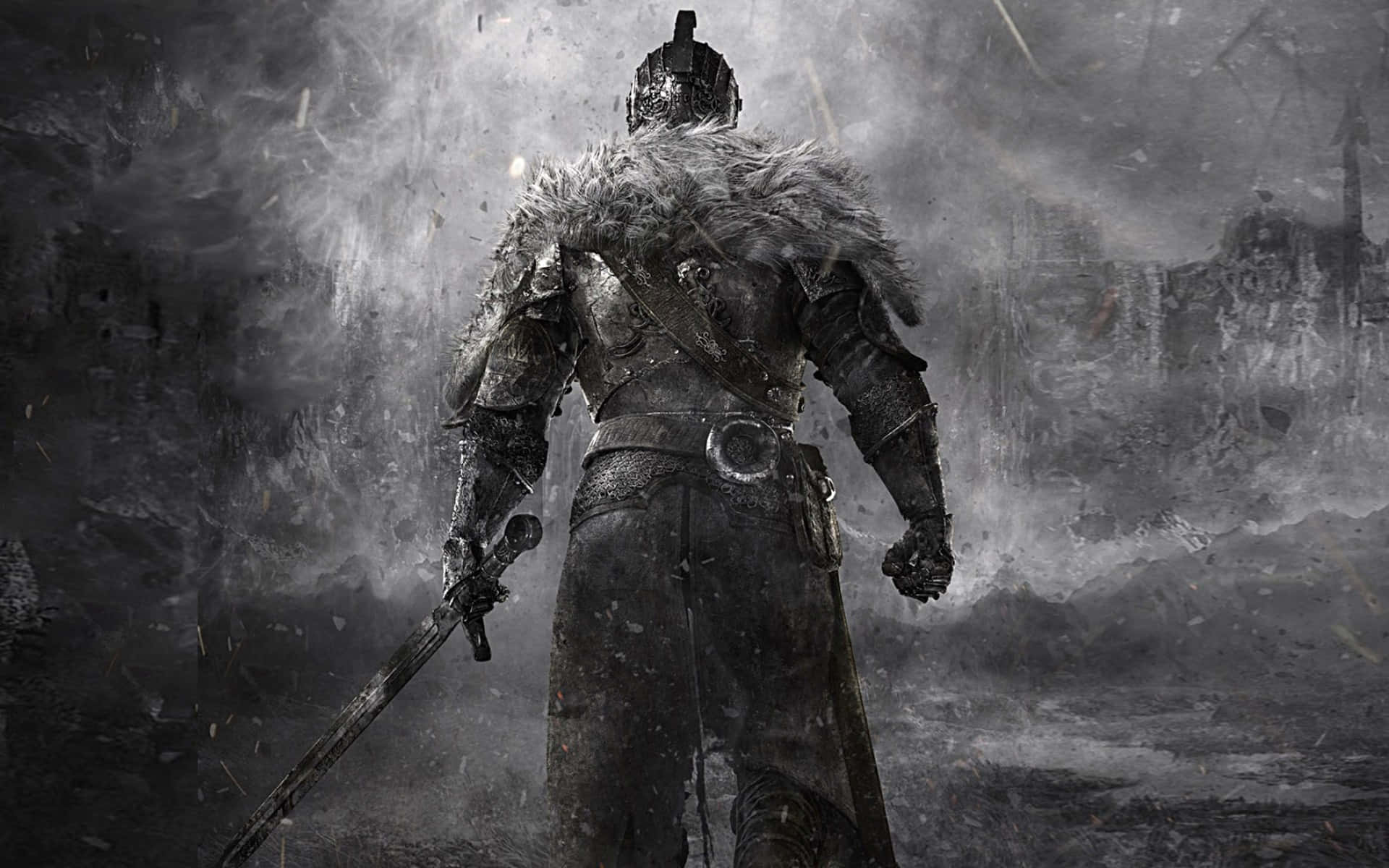 Dark Souls 2, armored knight, fur-lined cloak, Full HD Desktop Wallpaper