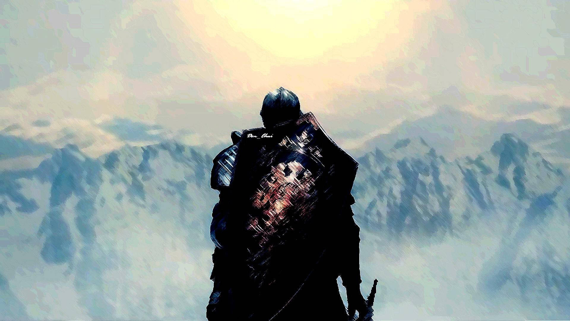Dark Souls 4K, snowy mountains, armored warrior, Full HD Desktop Wallpaper