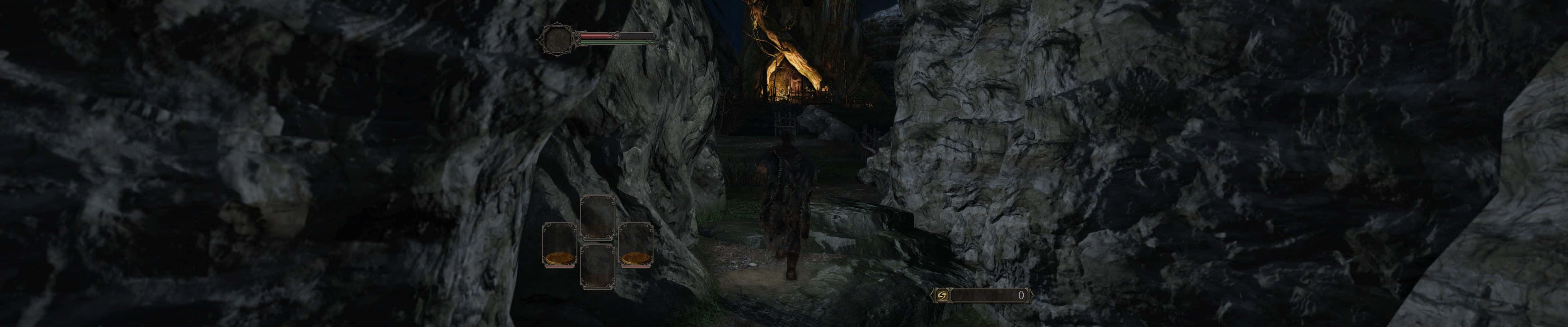 Dark Souls, triple monitor, glowing lantern, 4K Desktop Wallpaper