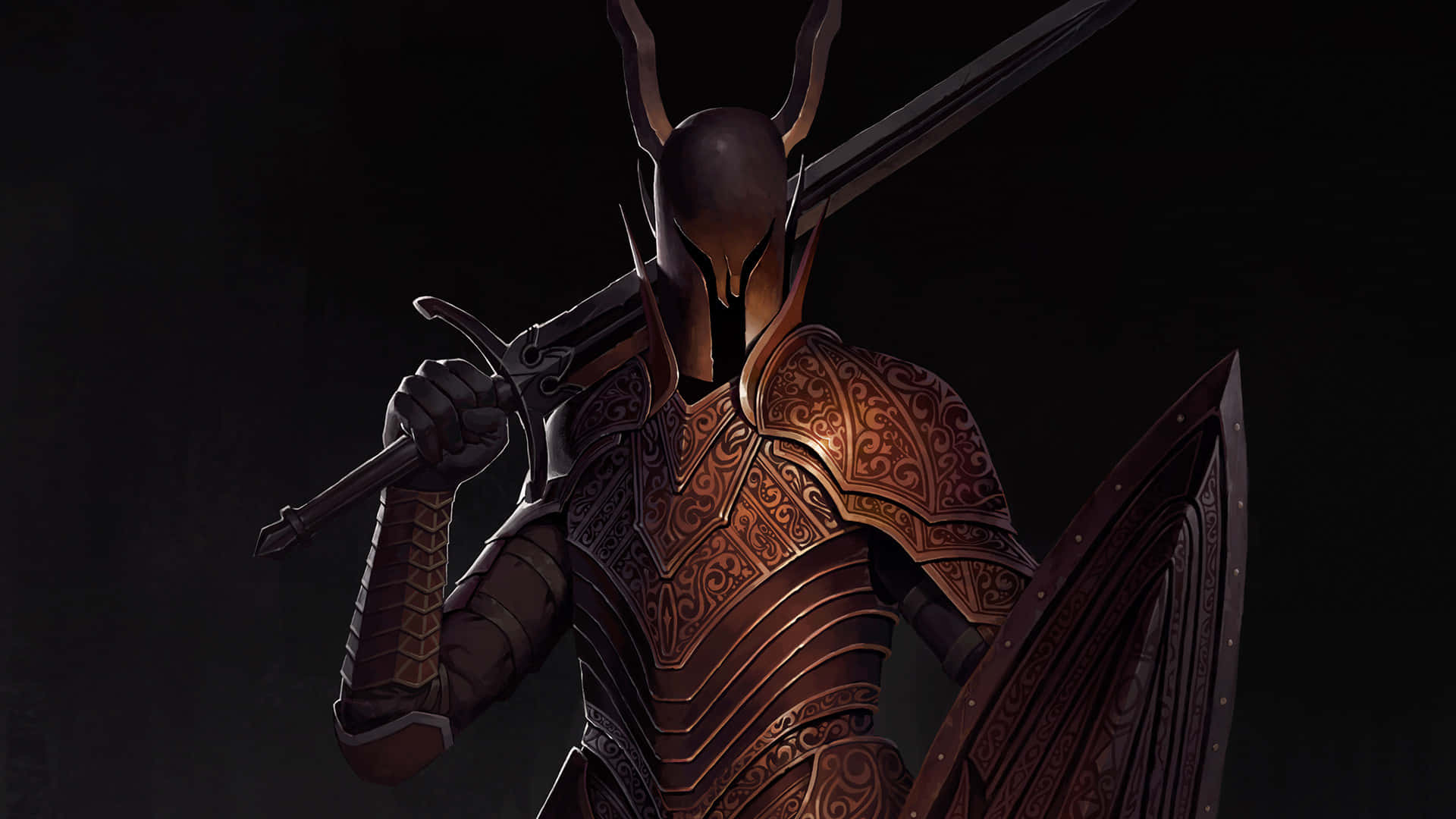 Dark Souls, Black Knight, bronze plate armor, Full HD Desktop Wallpaper