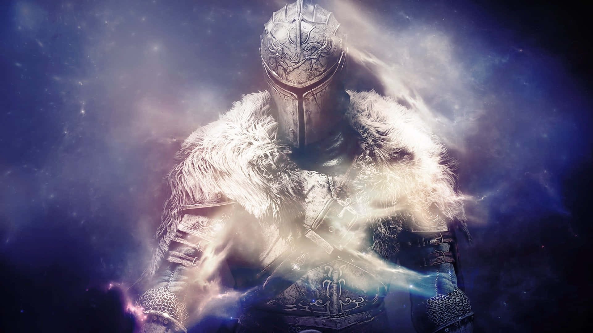 Dark Souls Black Knight, ornate armor, fur-lined cloak, Full HD Desktop Wallpaper