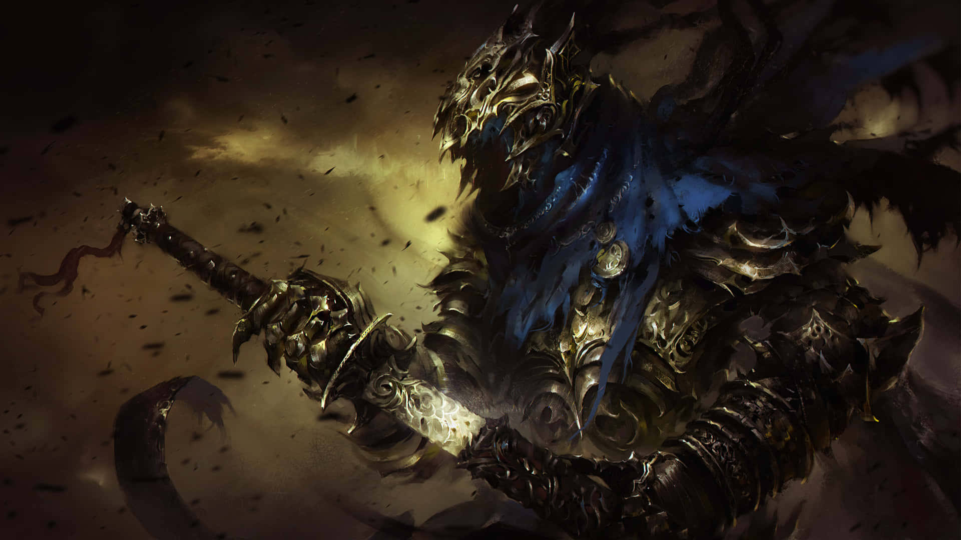 Dark Souls, Black Knight, glowing sword, Full HD Desktop Wallpaper