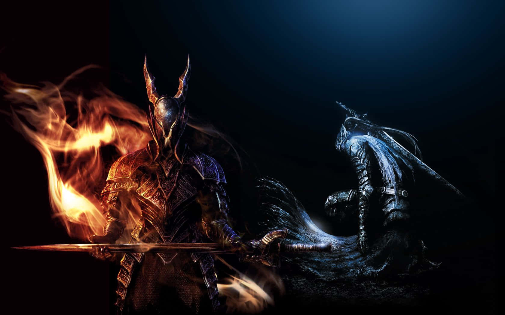 Dark Souls, Black Knight, fiery armored warrior, HD Desktop Wallpaper
