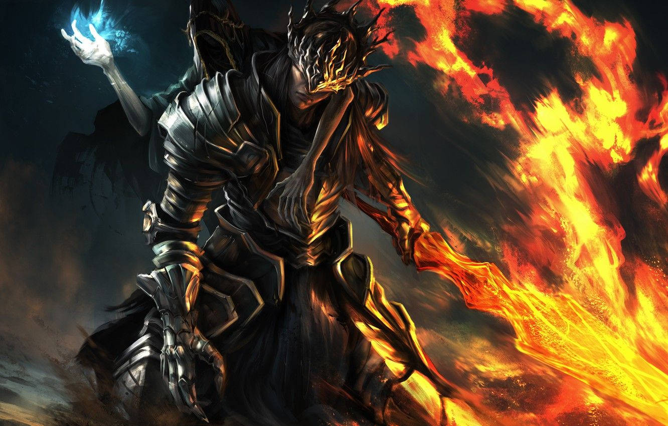 Dark Souls 3, twin princes, flaming sword, HD Desktop Wallpaper