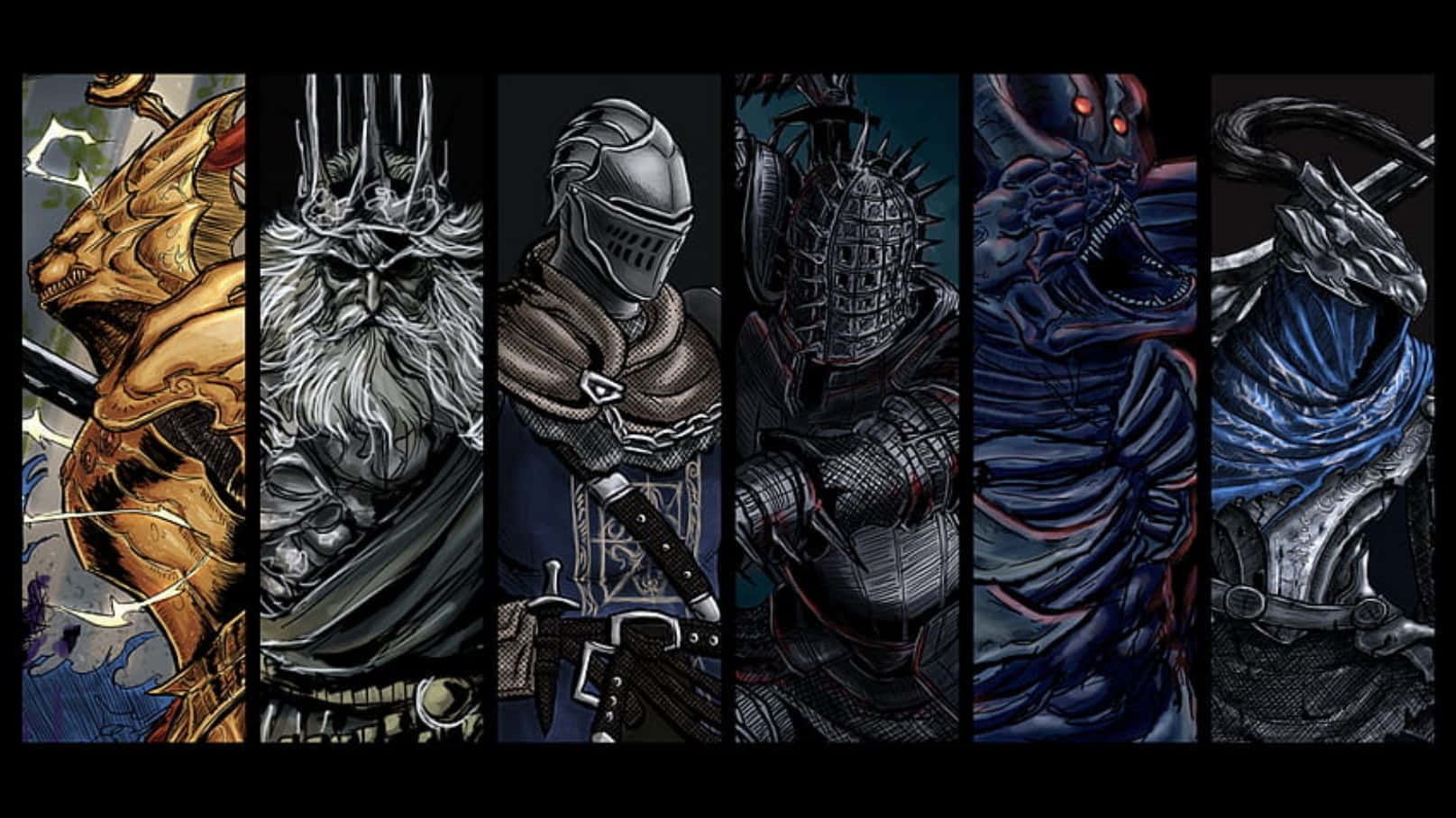 Dark Souls Bosses, dark fantasy warriors, monsters, HD Desktop Wallpaper