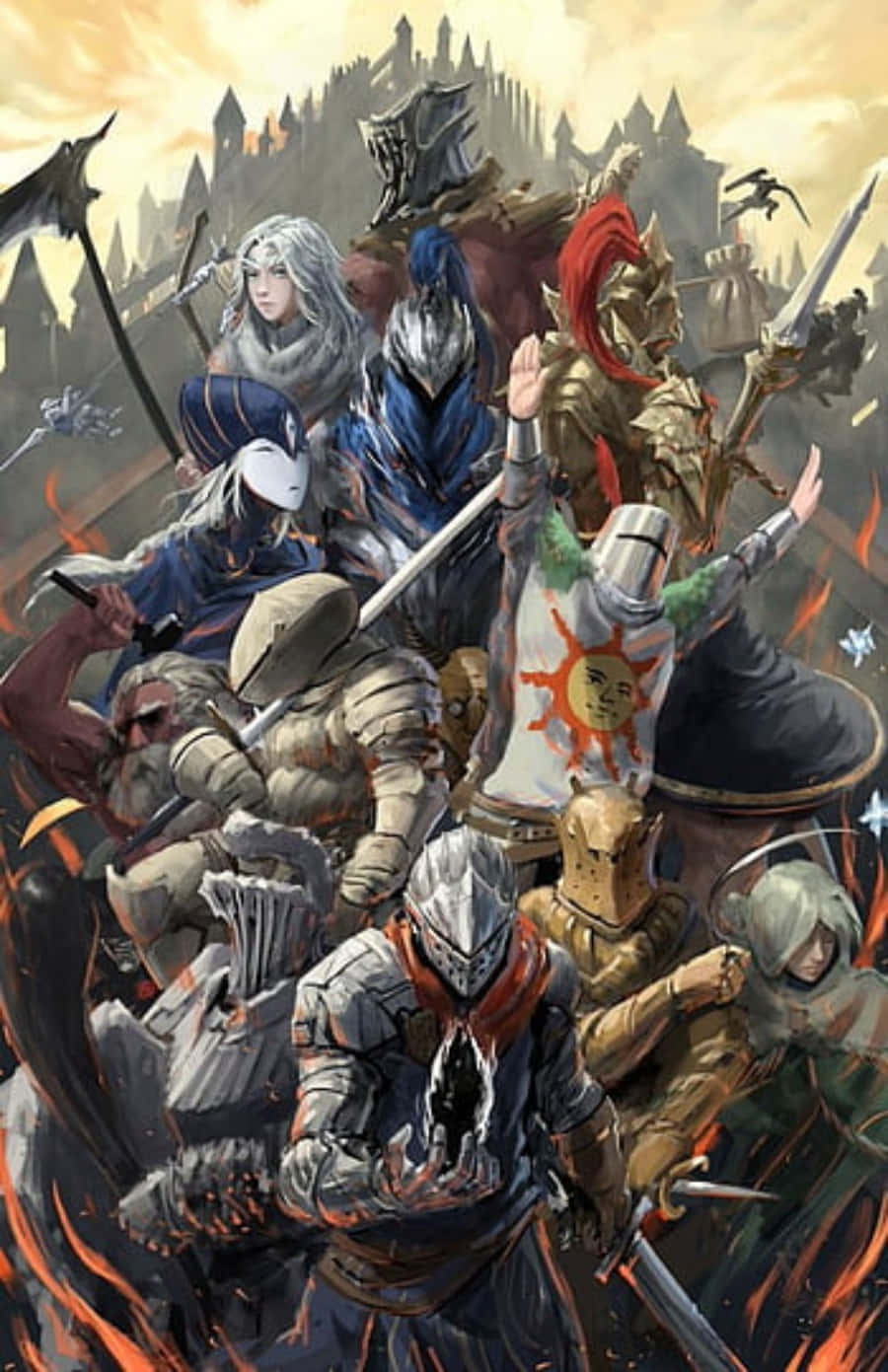 Dark Souls Bosses, anime-style, armored warriors, HD Phone Wallpaper