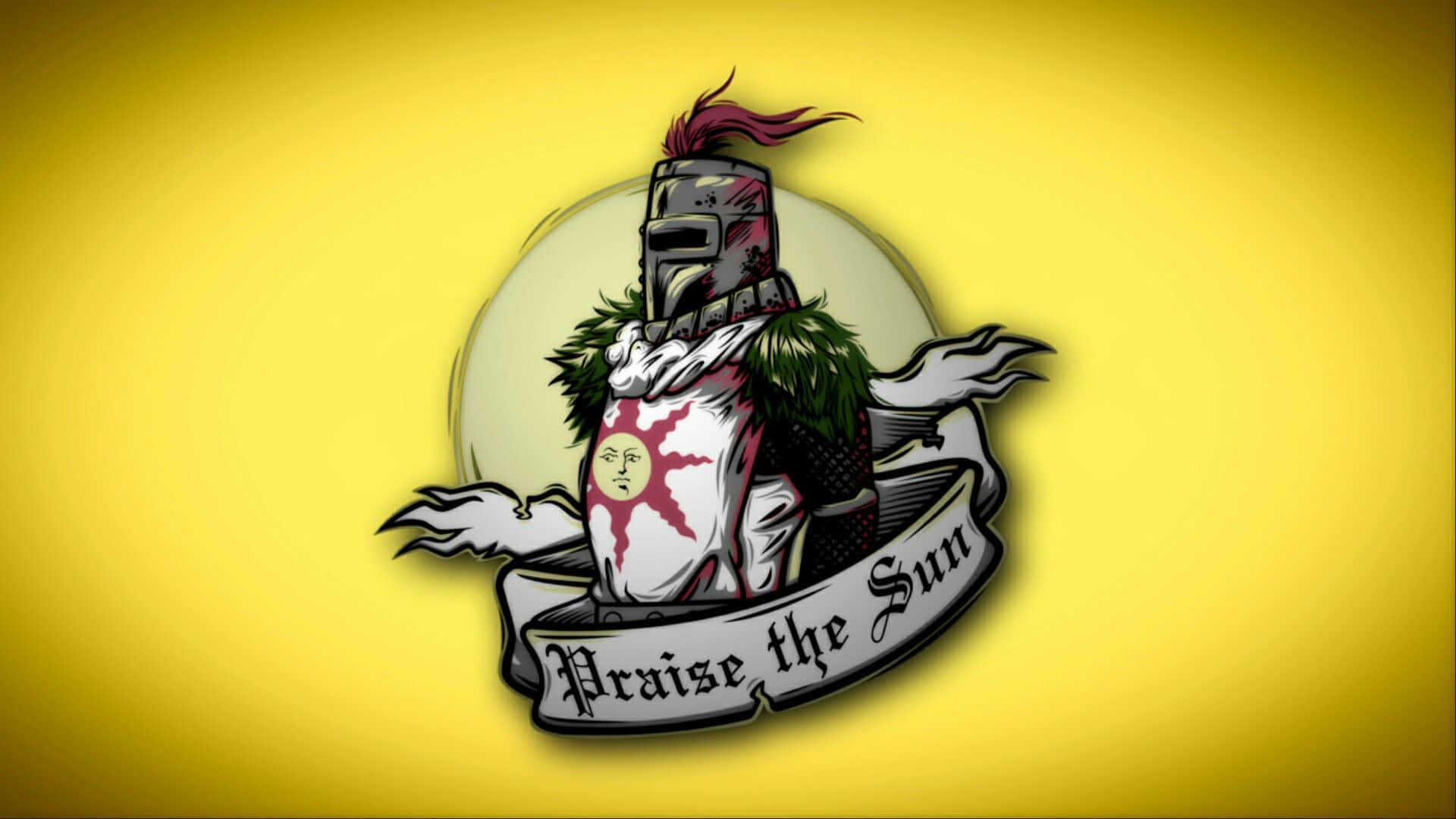 Dark Souls Solaire, sun emblem, yellow gradient background, Full HD Desktop Wallpaper