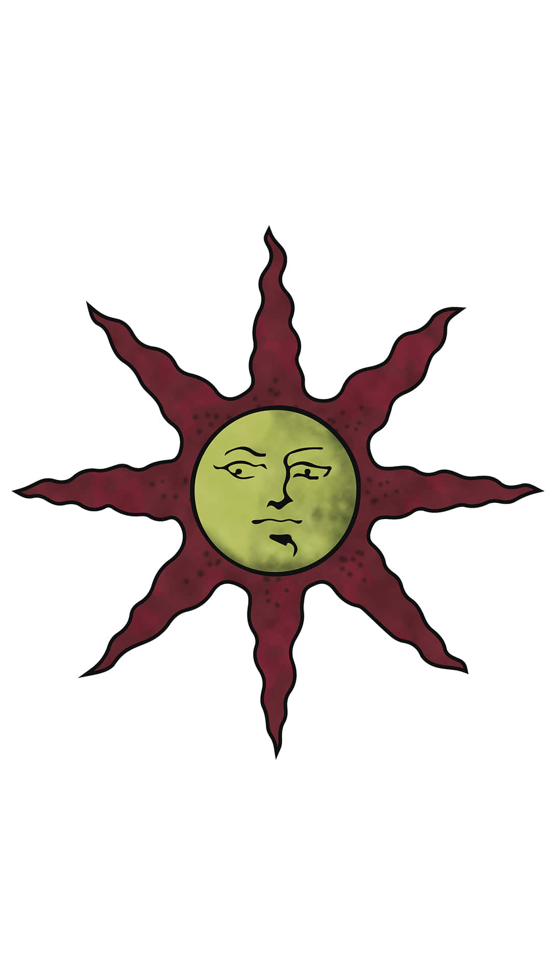Dark Souls Solaire, red sun, green face, Full HD Phone Wallpaper