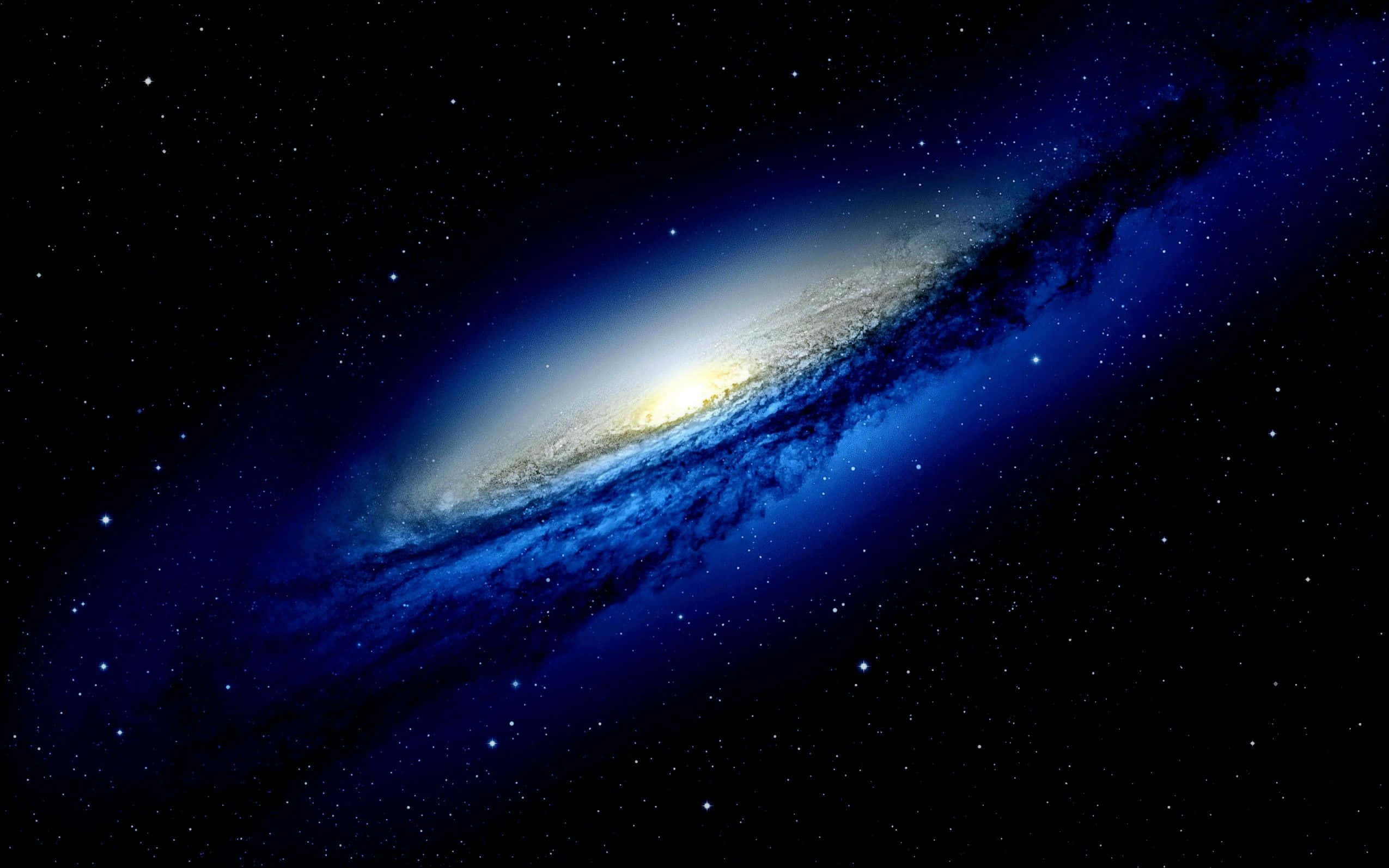 Dark Space, spiral galaxy, blue and gold hues, Full HD Desktop Wallpaper