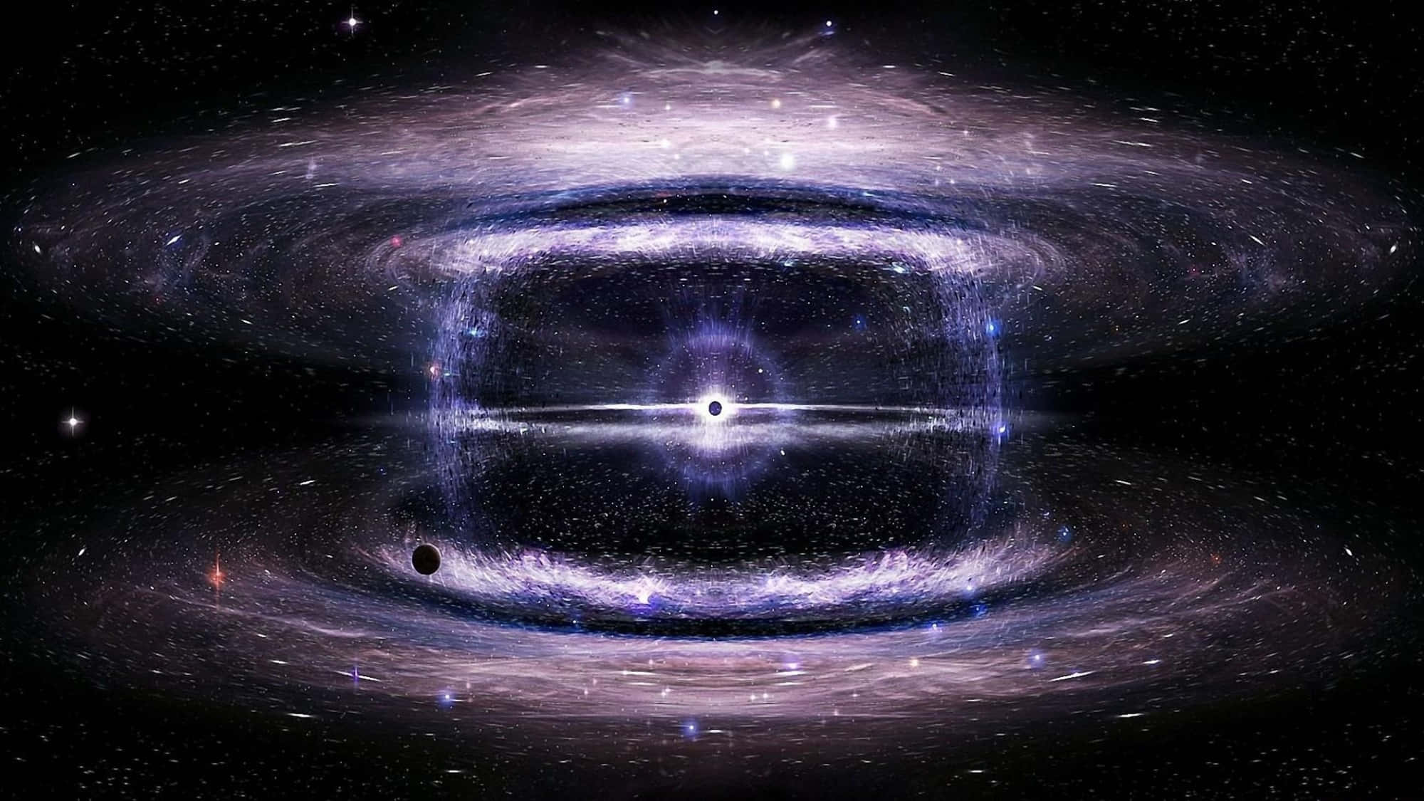 Dark Space, black hole, glowing accretion disk, Full HD Desktop Wallpaper