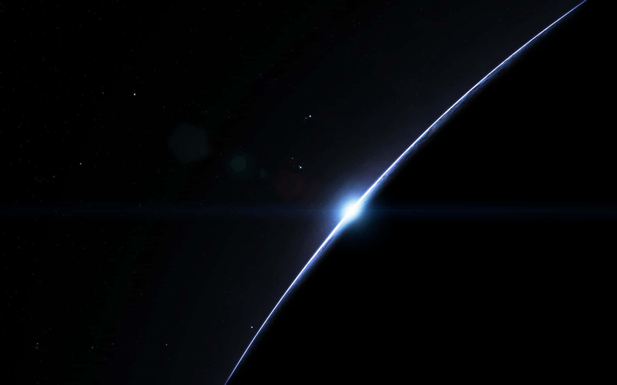 Dark Space, blue sunrise, curved horizon, Full HD Desktop Wallpaper