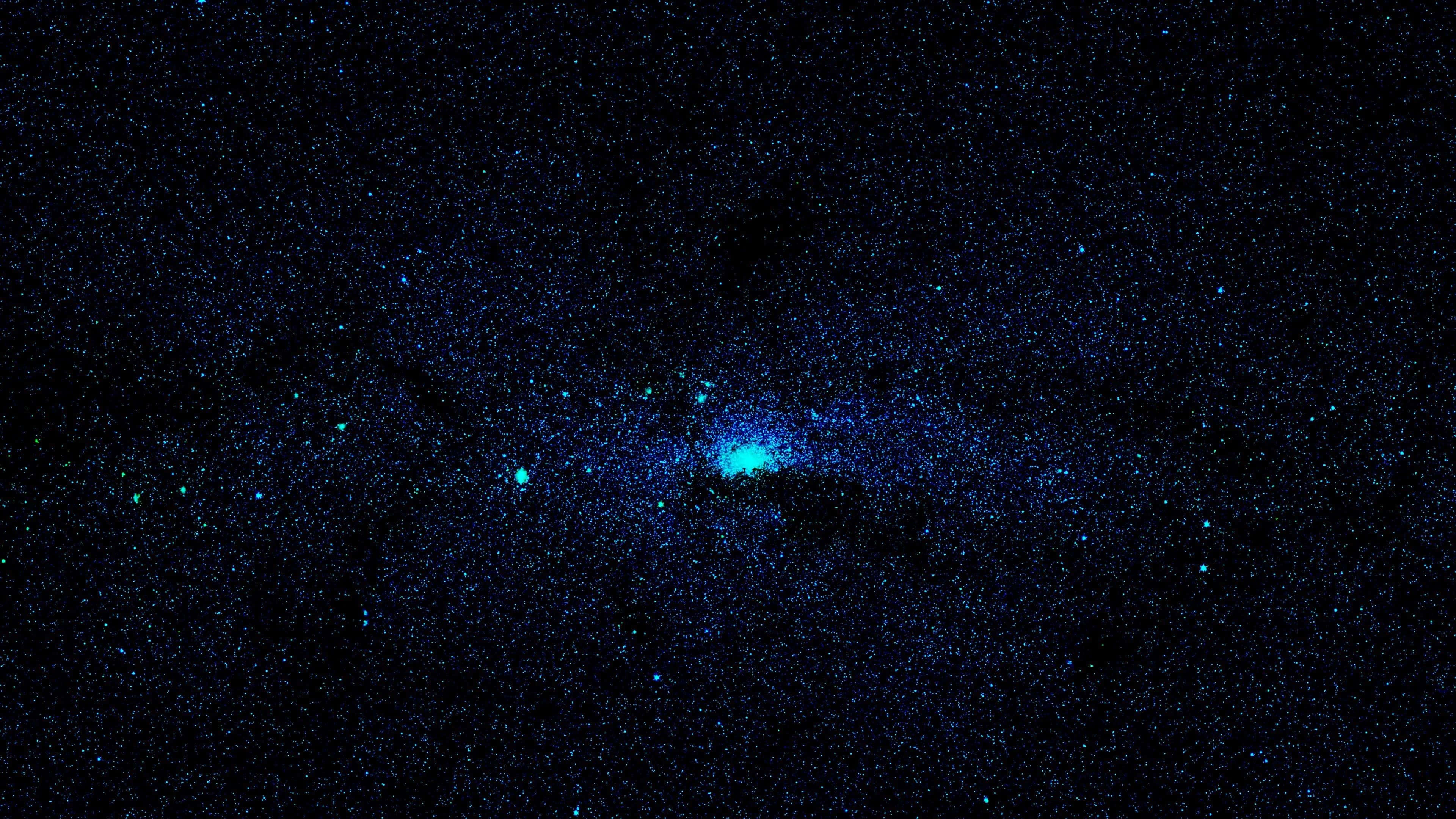 Dark Space, glowing blue planet, cosmic nebula, 4K Desktop Wallpaper
