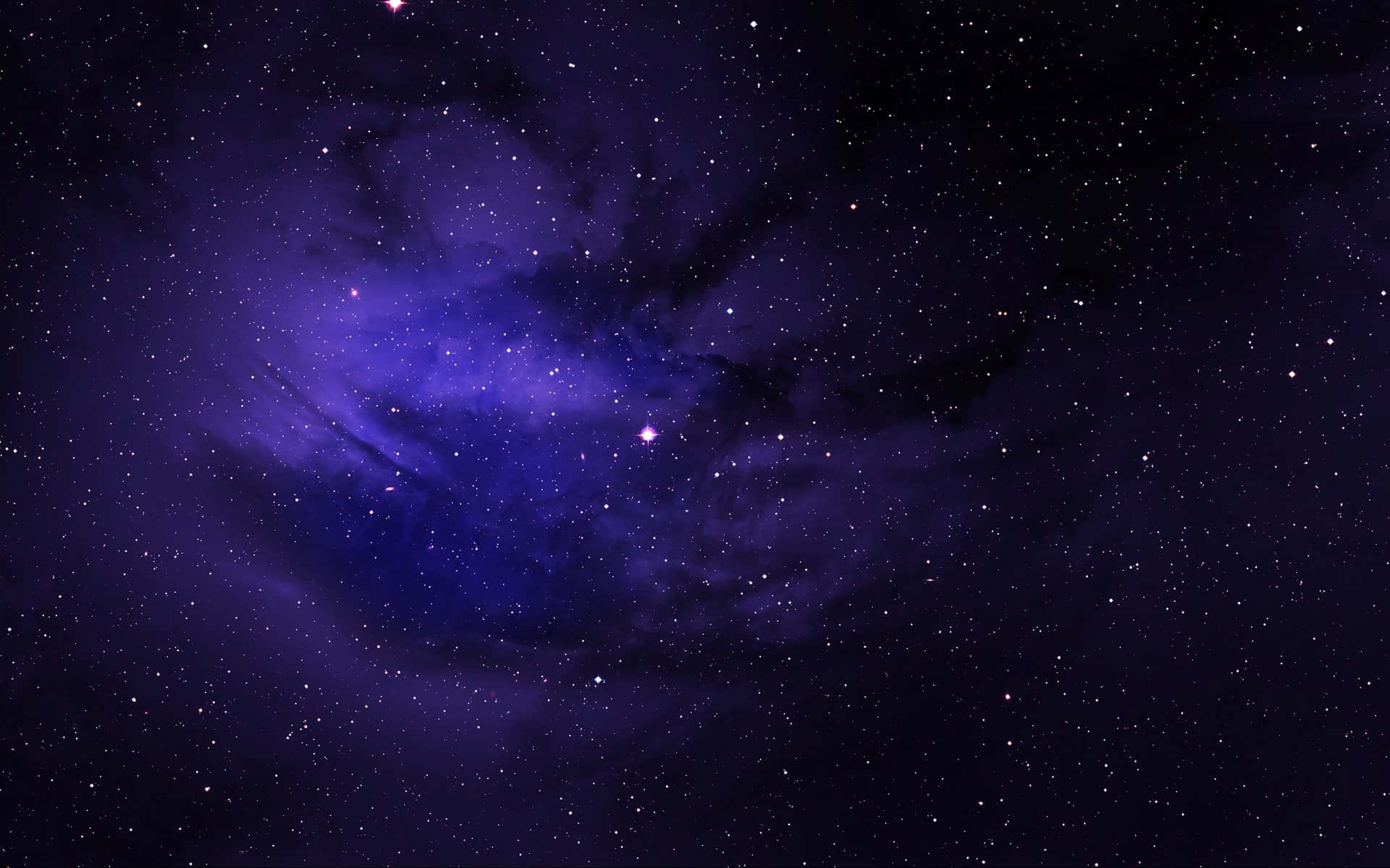 Dark Space, starry purple sky, deep purple nebula, Full HD Desktop Wallpaper