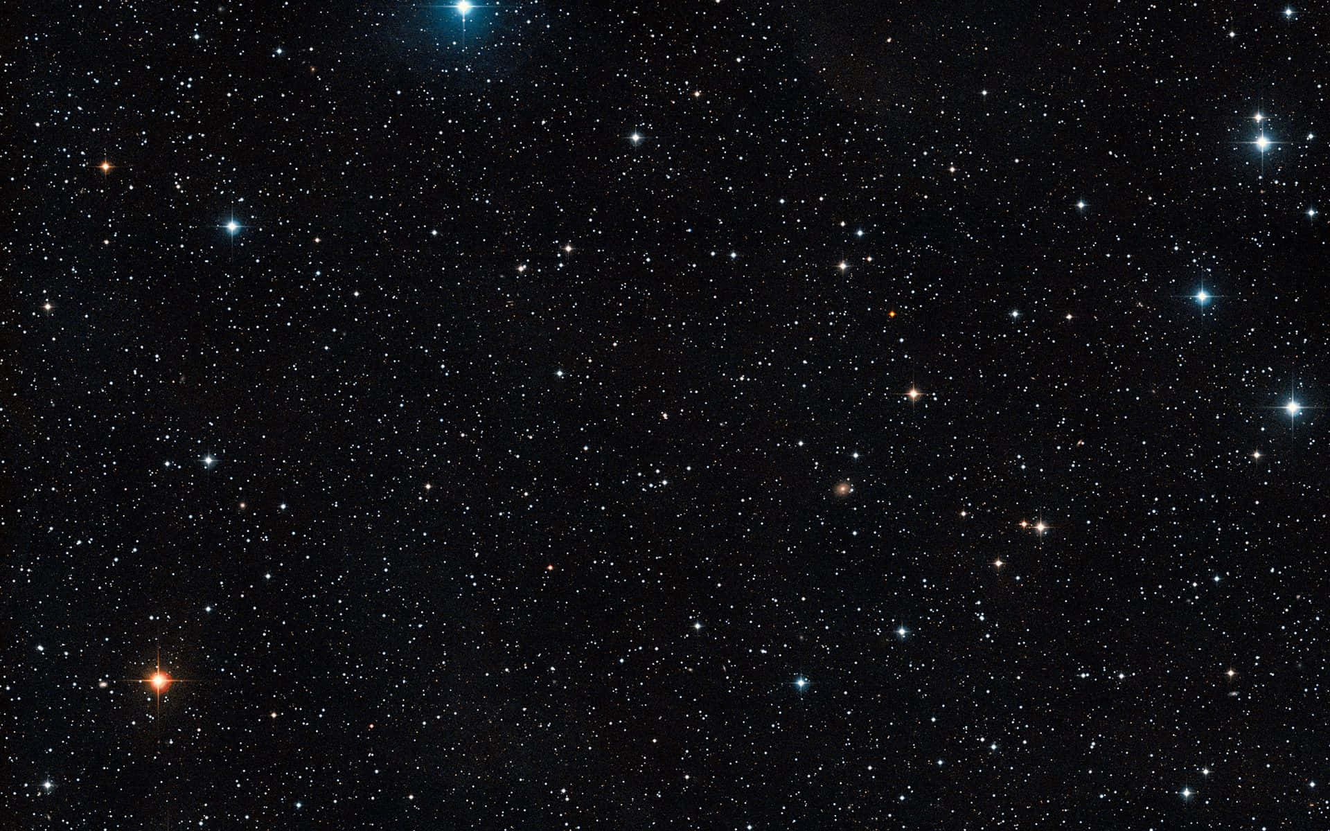 Dark Space, glowing blue stars, red stars, Full HD Desktop Wallpaper
