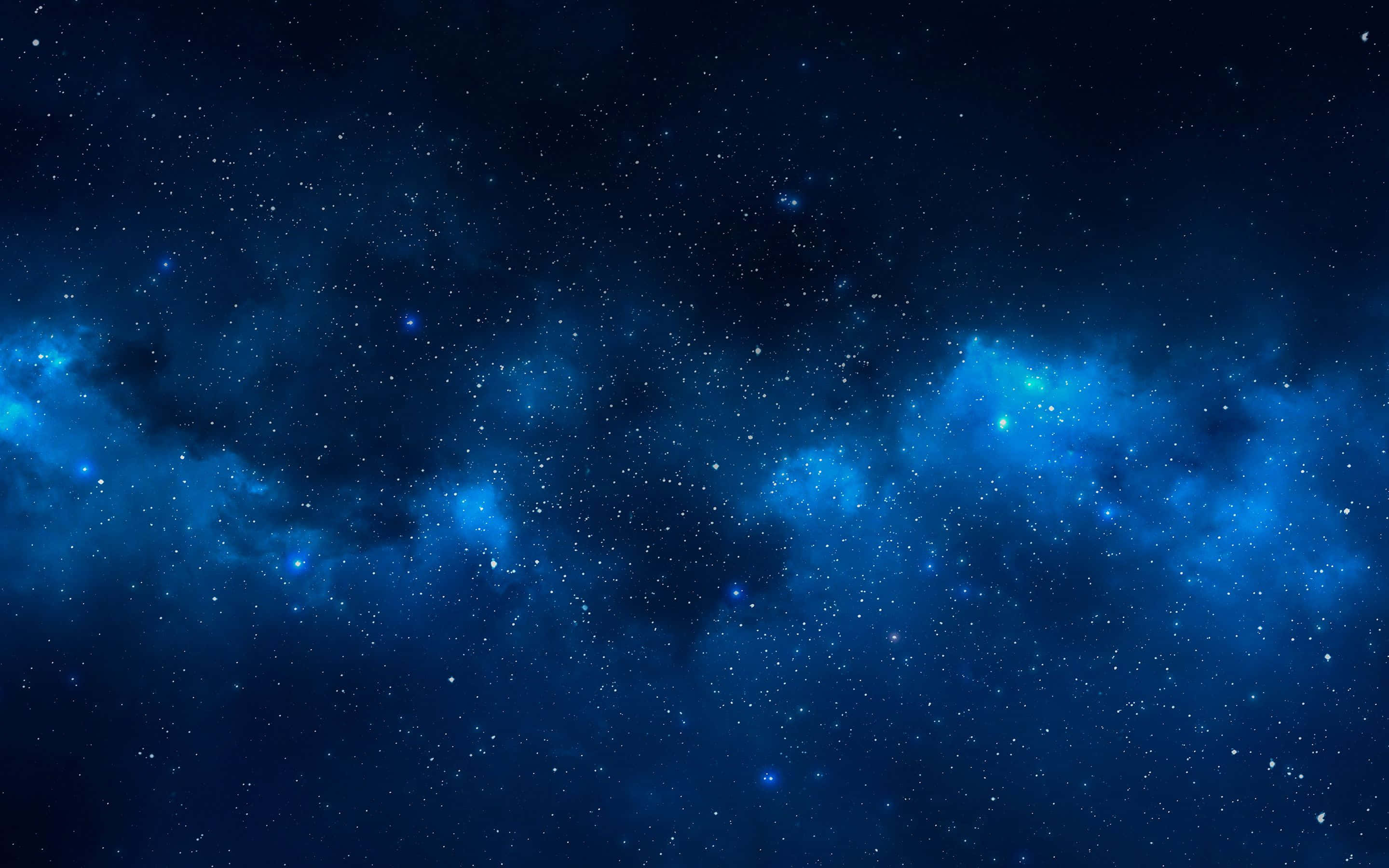 Dark Space, starry cloud sky, glowing blue nebulae, 2K Desktop Wallpaper