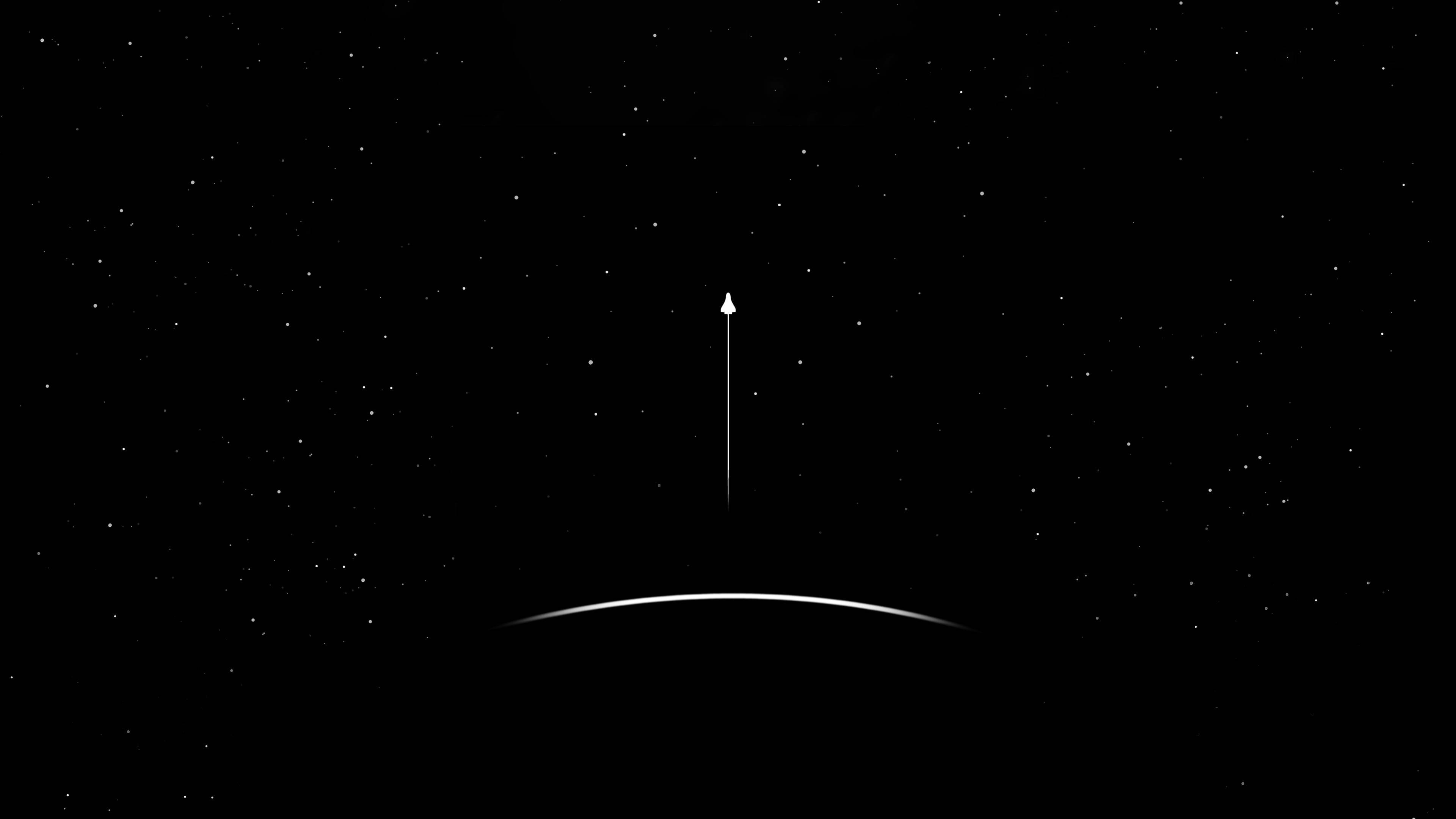 minimalist space background, black, white arrow, 4K Desktop Wallpaper