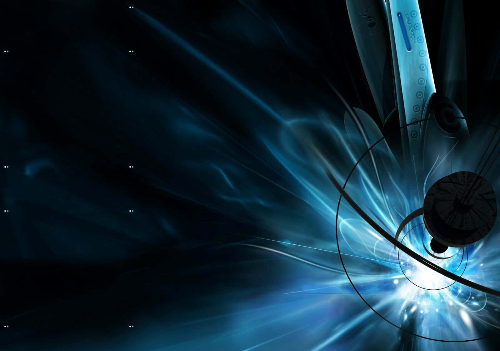 futuristic spaceship, glowing blue engines, dark cosmic void, HD Desktop Wallpaper