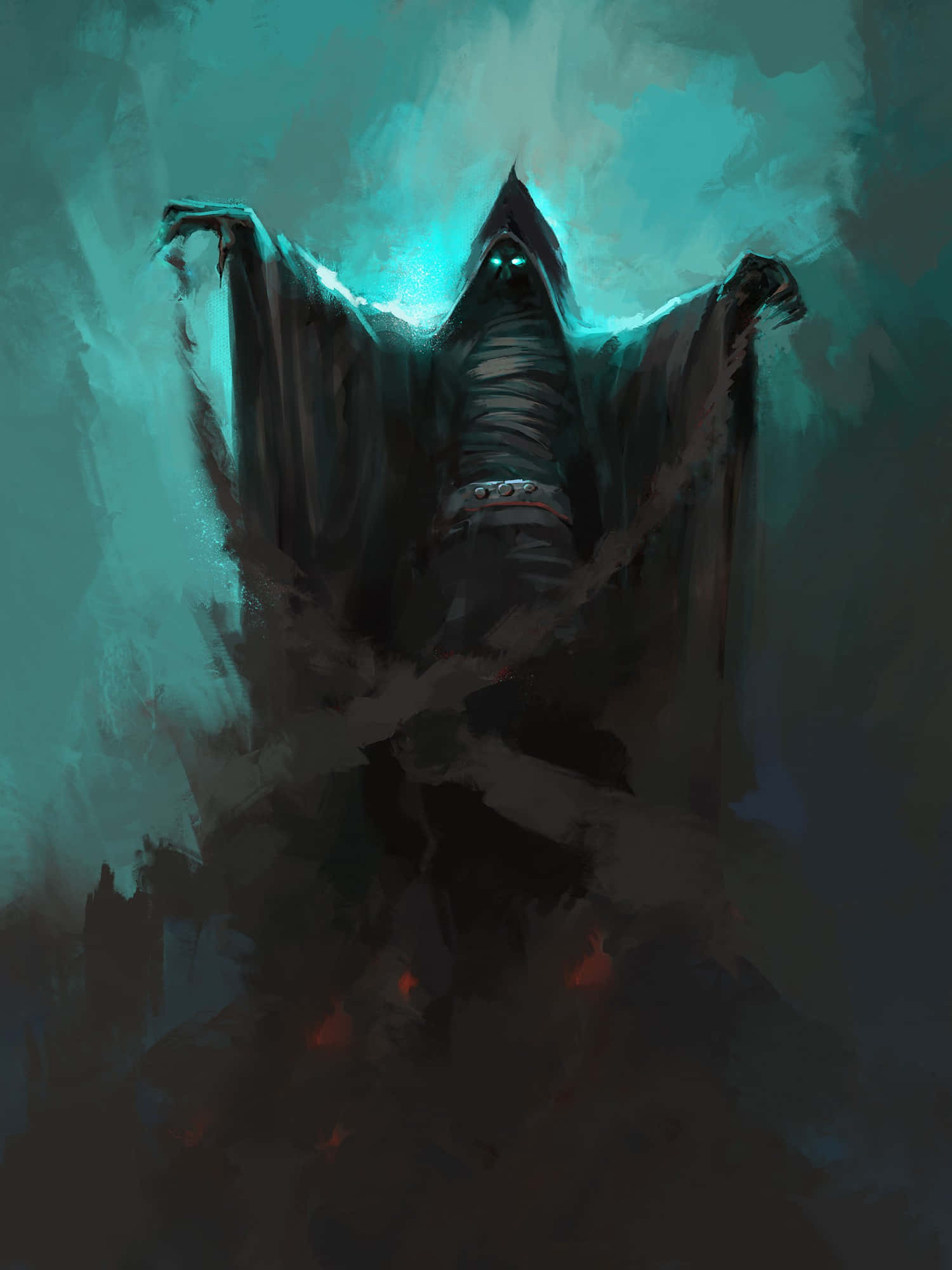 Dark Spirit, hooded figure, glowing eyes, Full HD Phone Wallpaper