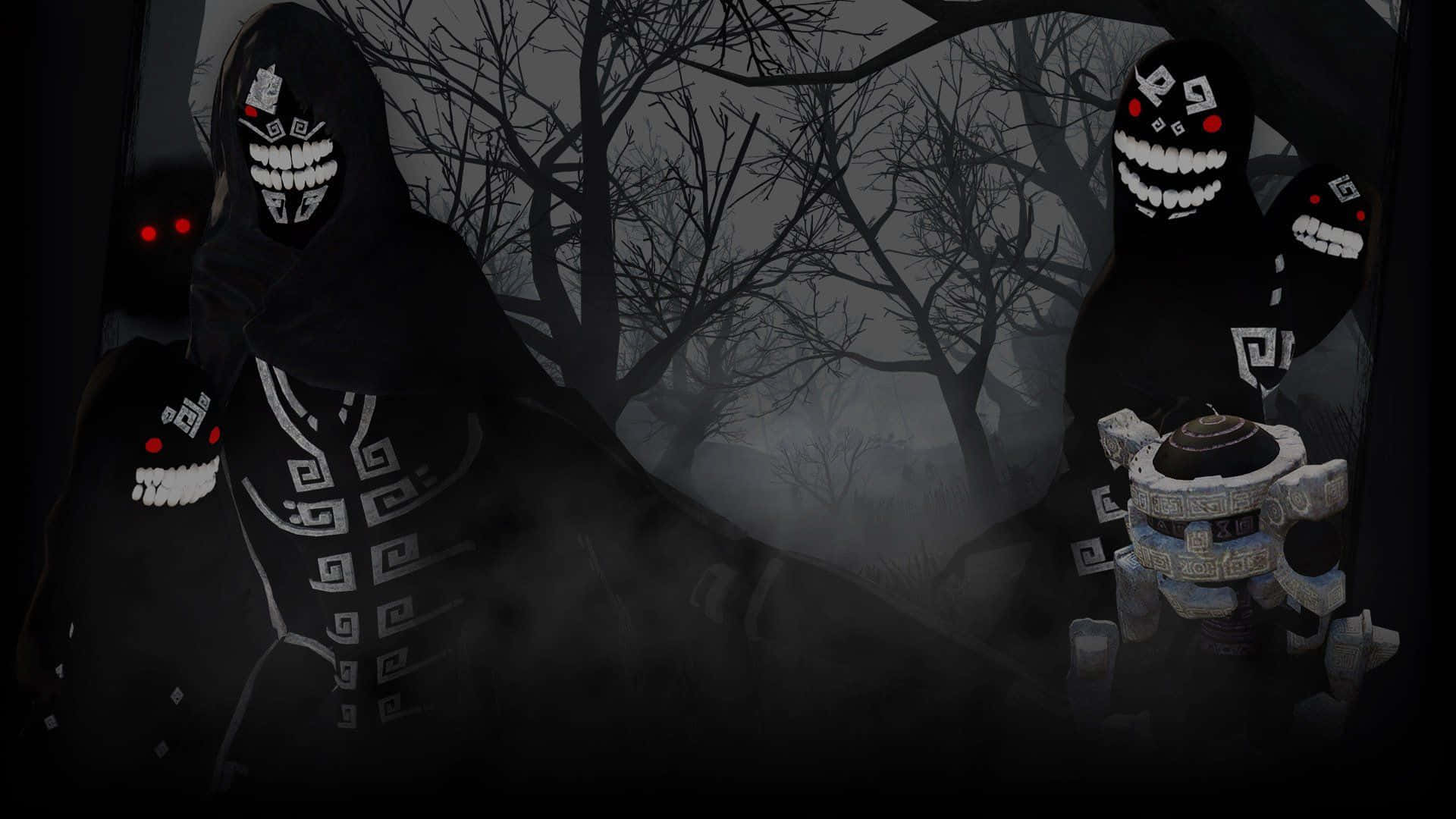 Dark Spirit, ghostly hooded figures, glowing red eyes, Full HD Desktop Wallpaper