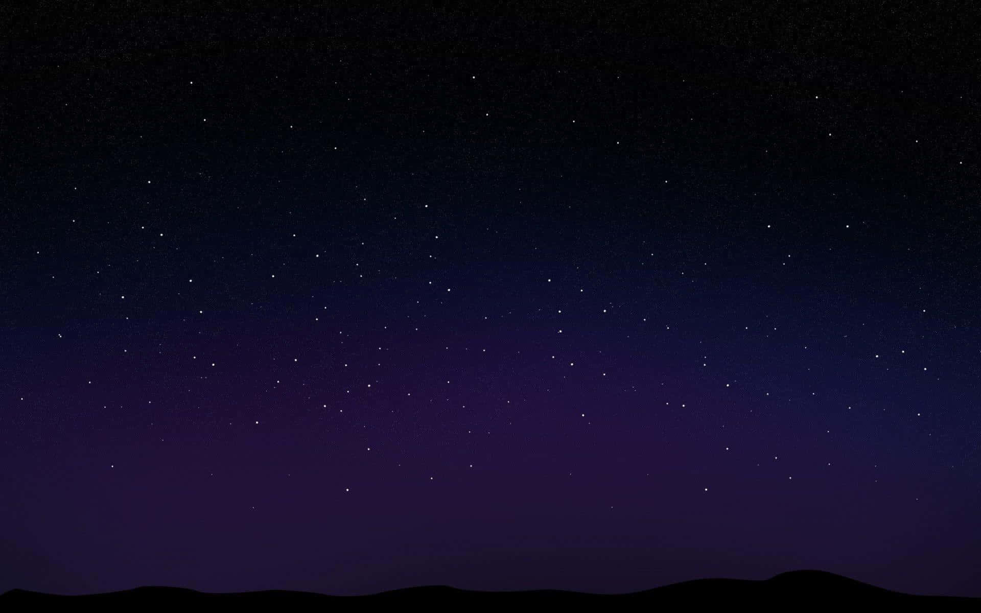 Dark Starry Night, twinkling stars, dark silhouetted hills, Full HD Desktop Wallpaper
