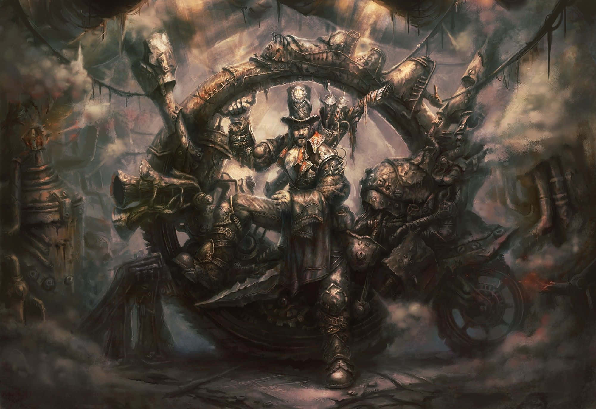 Dark Steampunk, steampunk warrior, ornate armor, Full HD Desktop Wallpaper