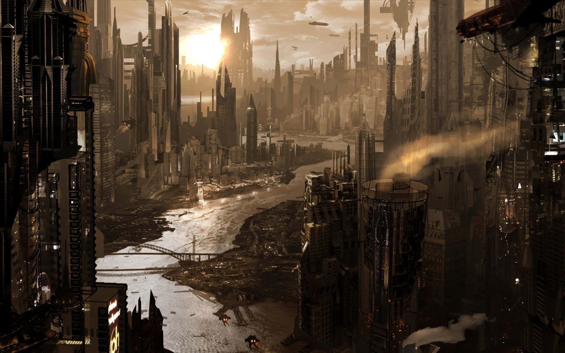 Dark Steampunk, 1920 x 1200, sunset, Full HD Desktop Wallpaper