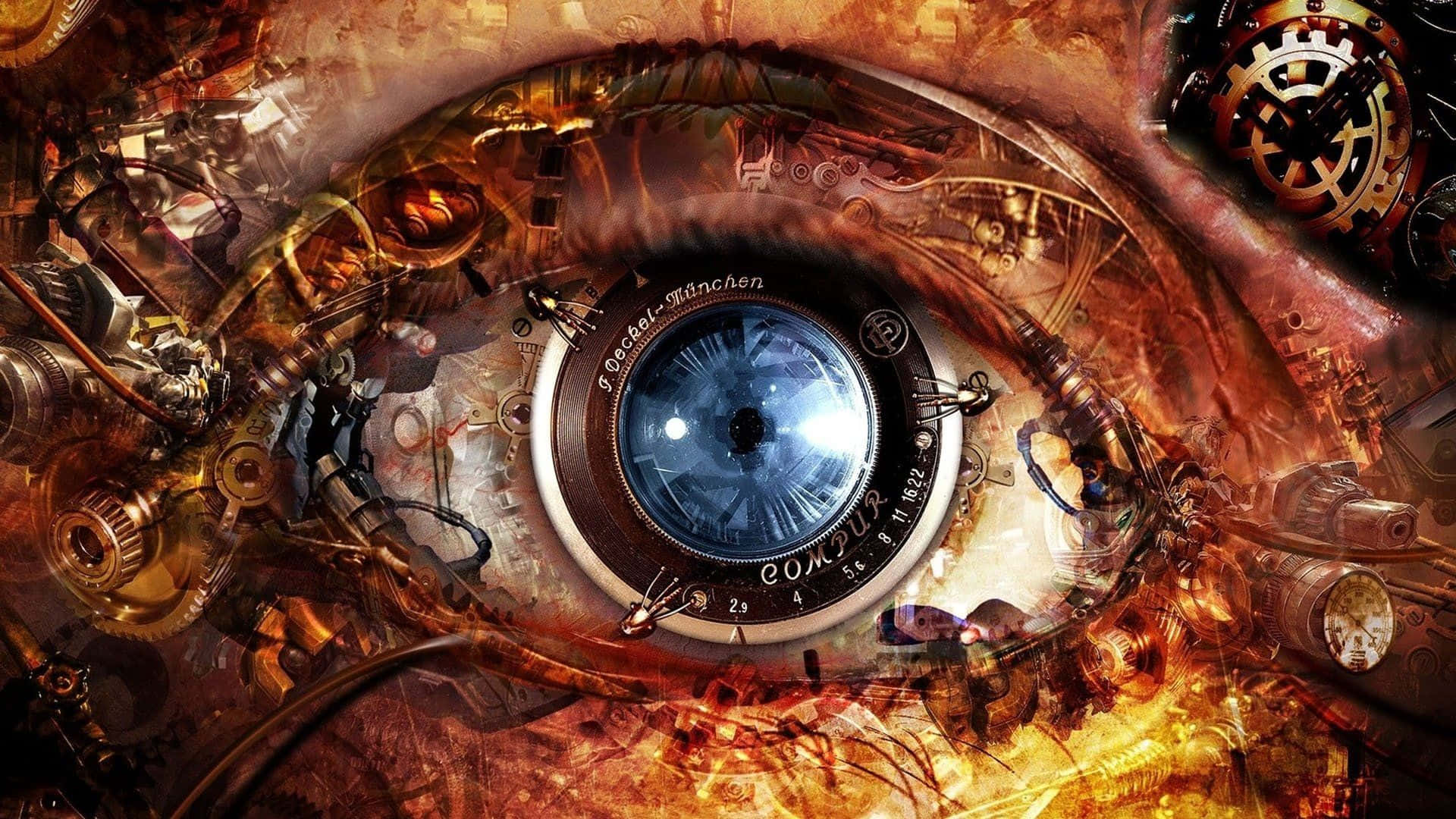 Dark Steampunk, brass gears, pipes, Full HD Desktop Wallpaper