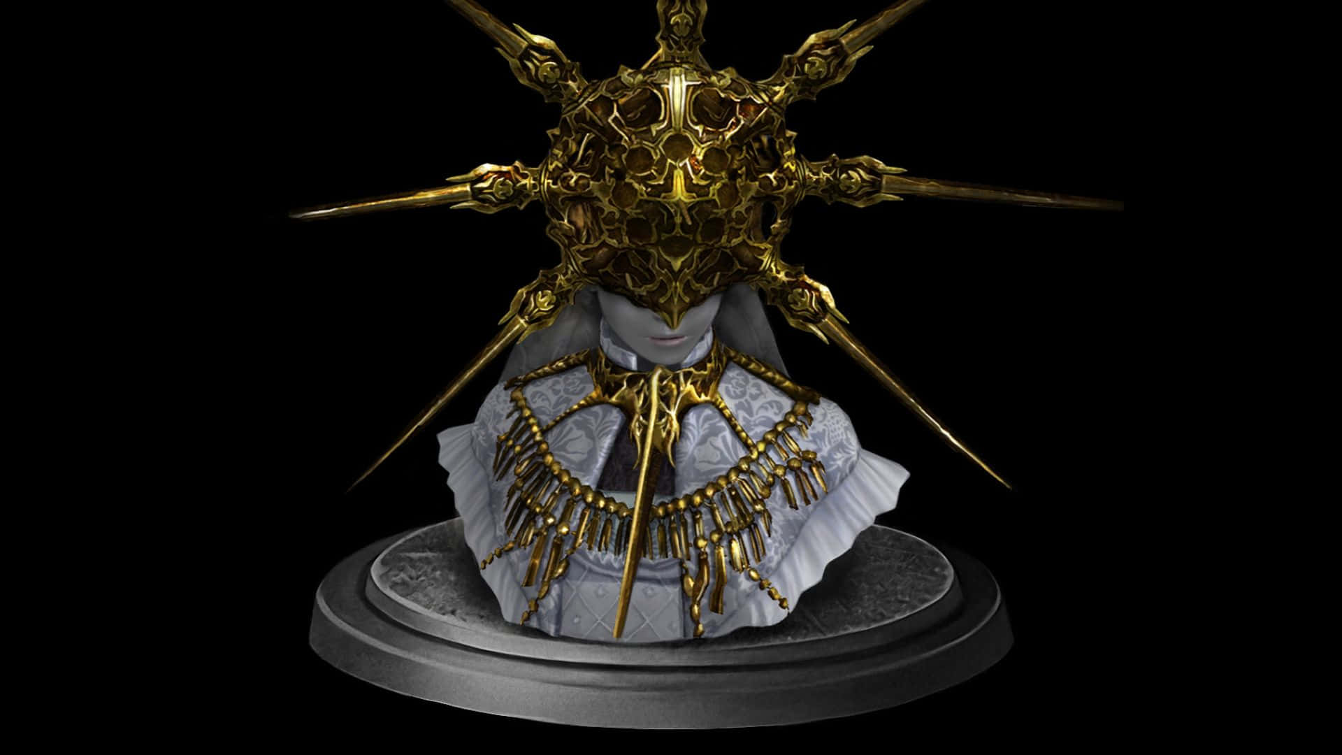 Dark Sun Gwyndolin, golden armor, spiked crown, Full HD Desktop Wallpaper