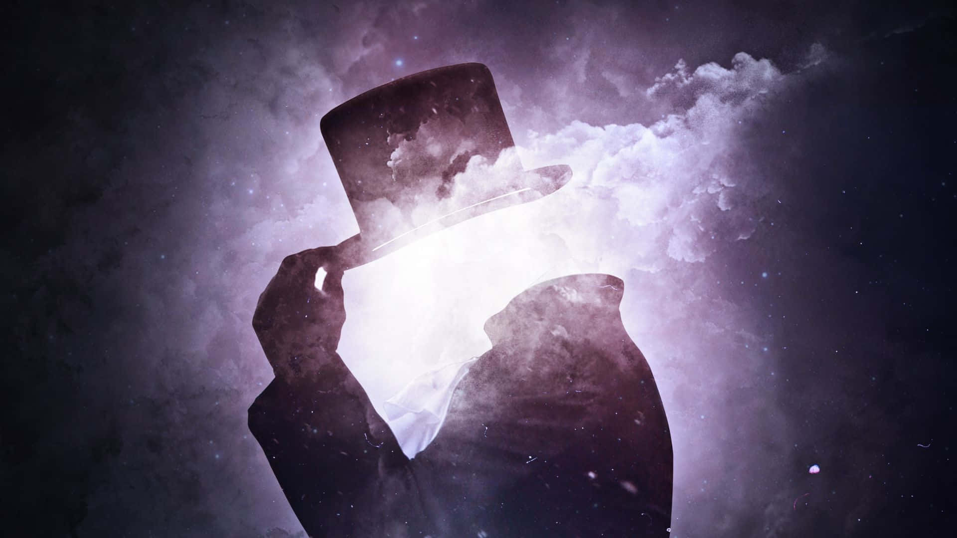 top hat, glowing orb, cosmic cloud-filled sky, Full HD Desktop Wallpaper