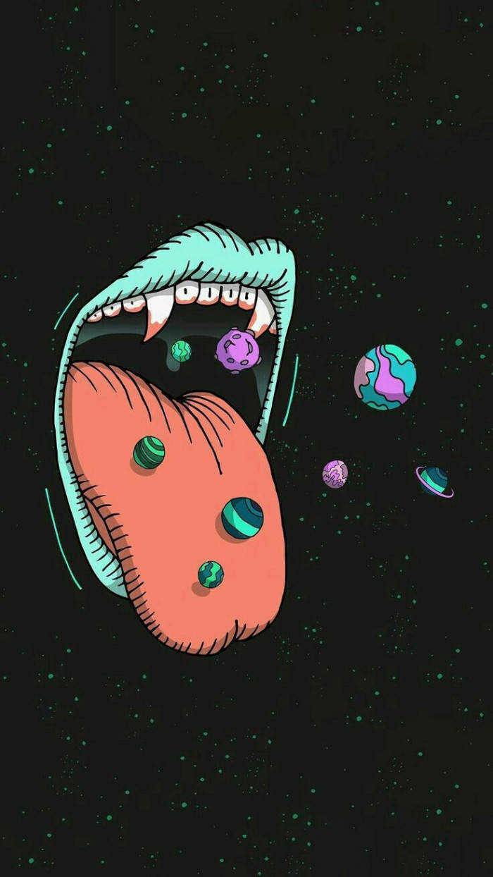 Dark Trippy, giant mouth, sharp teeth, SD Phone Wallpaper