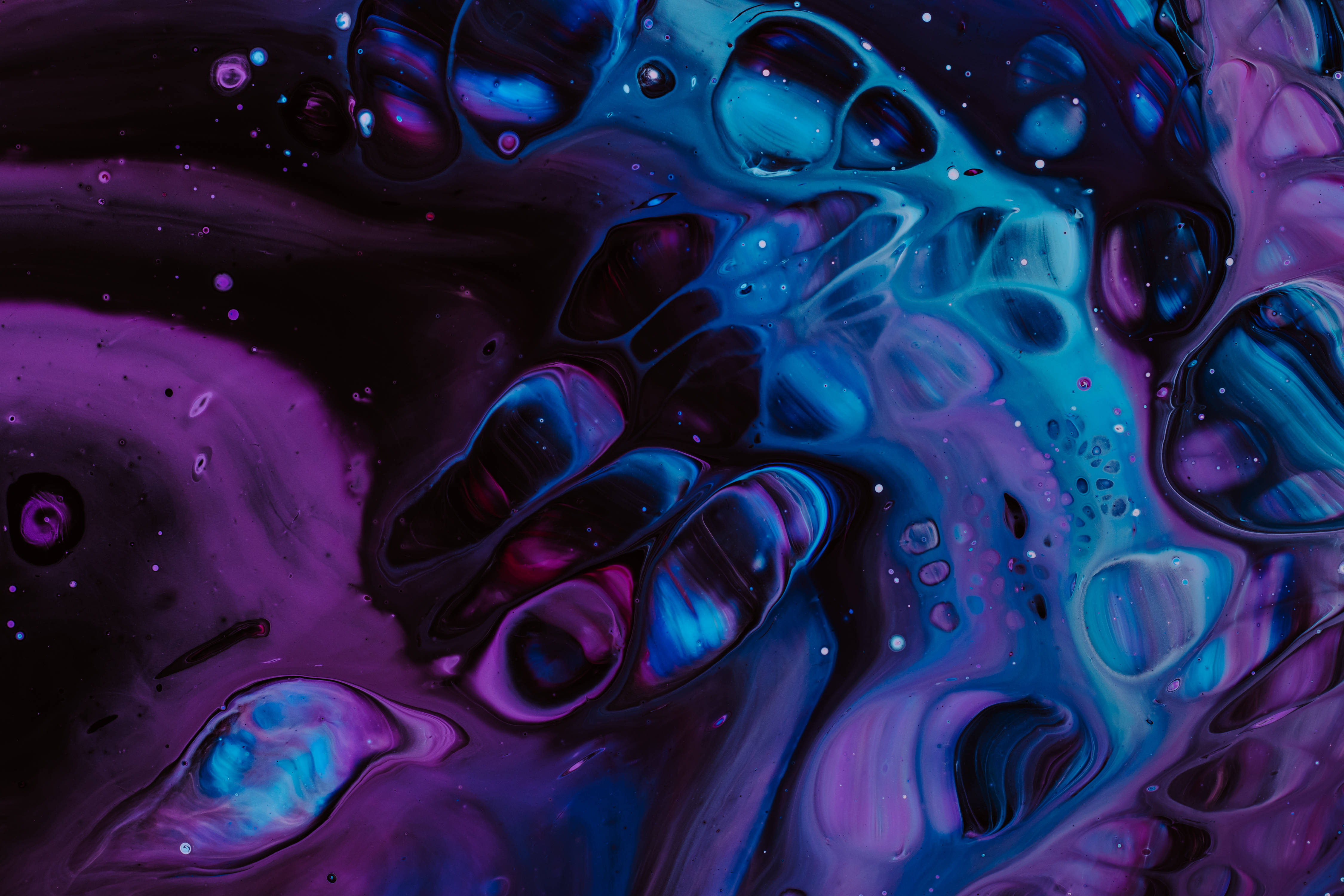 cosmic swirls, deep purple, electric blue, 4K Desktop Wallpaper