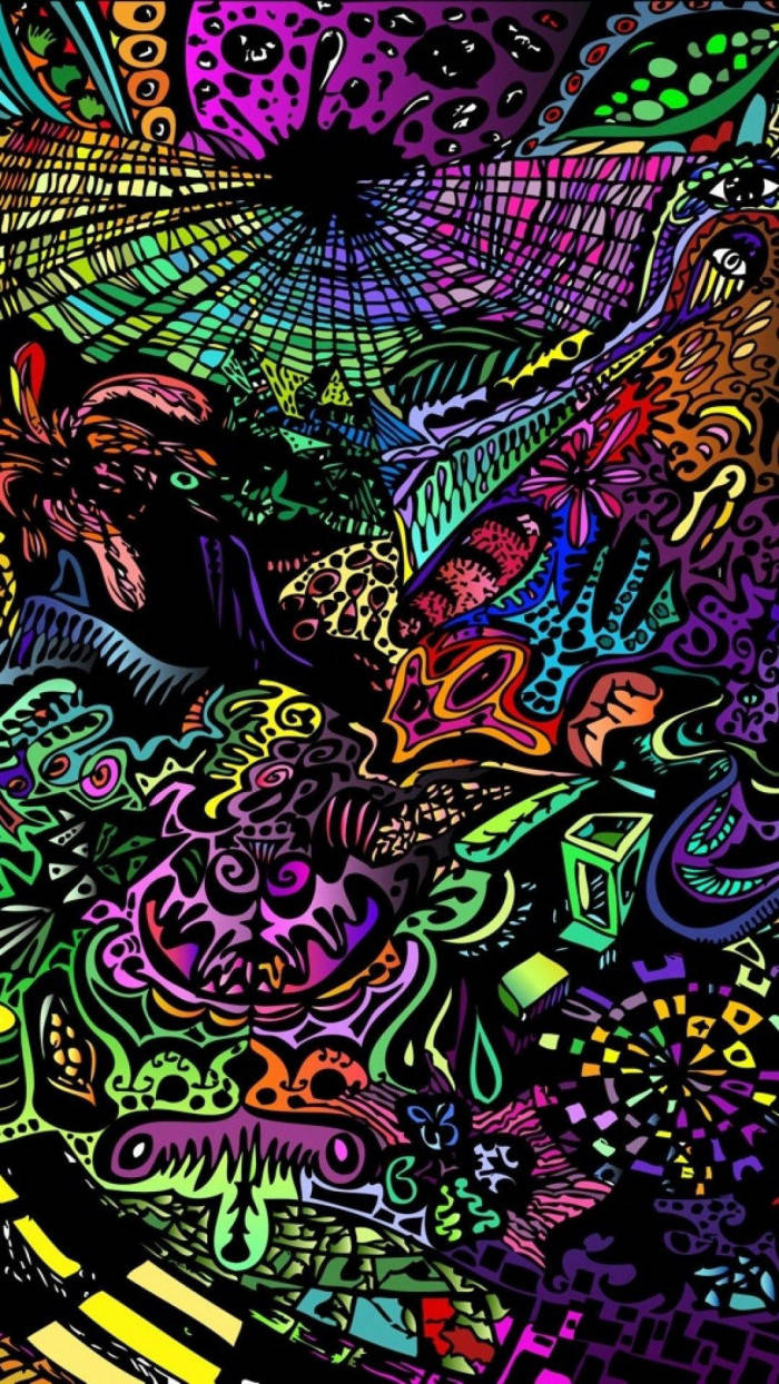 Dark Trippy, neon patterns, surreal organic shapes, SD Phone Wallpaper