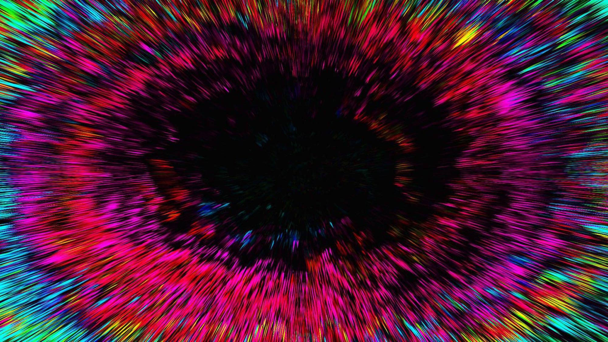 Trippy Dark Aesthetic Lightspeed, neon colors, dark center, Full HD Desktop Wallpaper