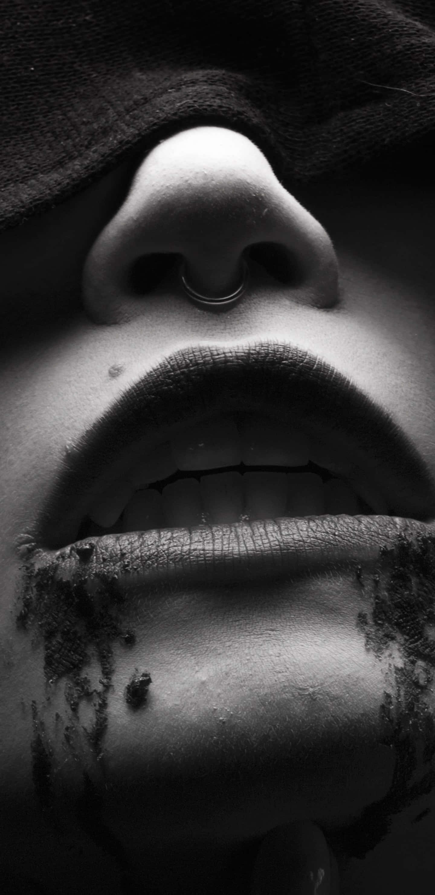 Dark Vampire, black and white, close-up, 2K Phone Wallpaper