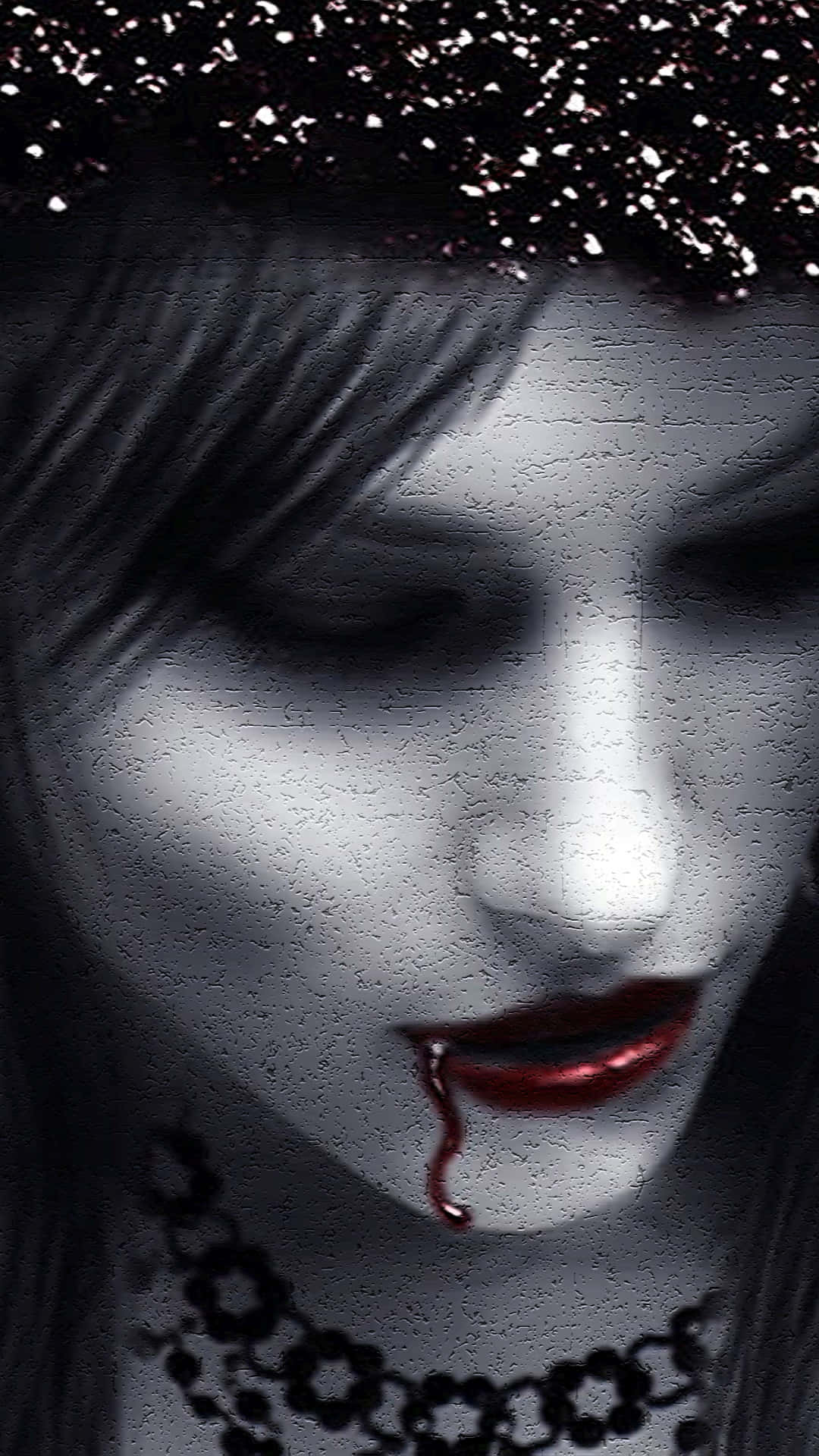 Dark Vampire, pale woman, red lipstick, Full HD Phone Wallpaper