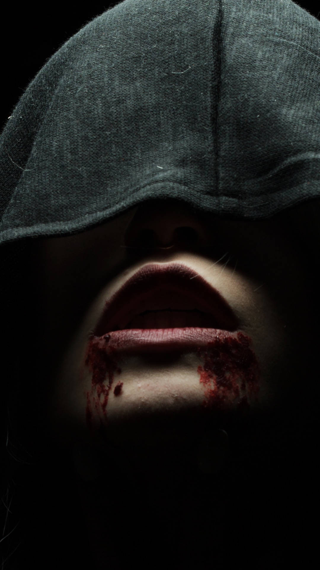 black hood, bloody vampire, dark hoodie, Full HD Phone Wallpaper