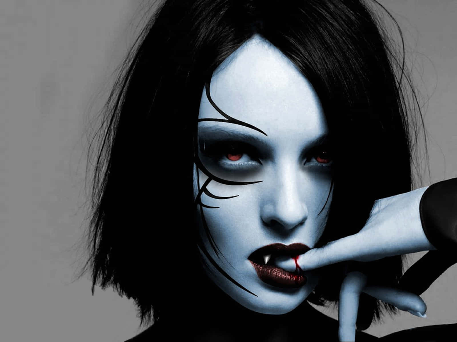Dark Vampire, pale woman, black hair, HD Desktop Wallpaper