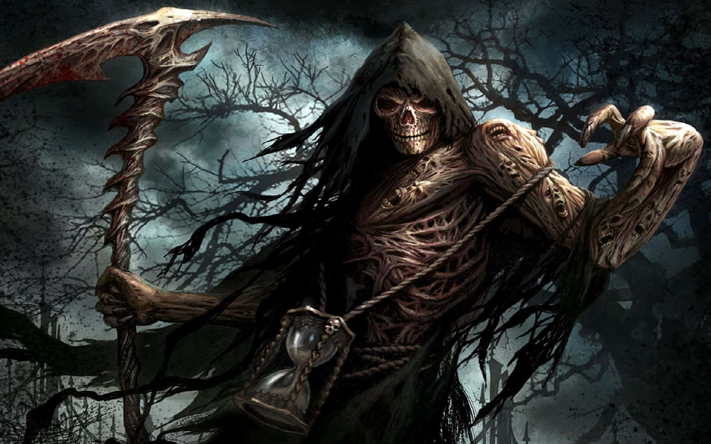Dark Vampire, grim reaper, skeletal face, HD Desktop Wallpaper