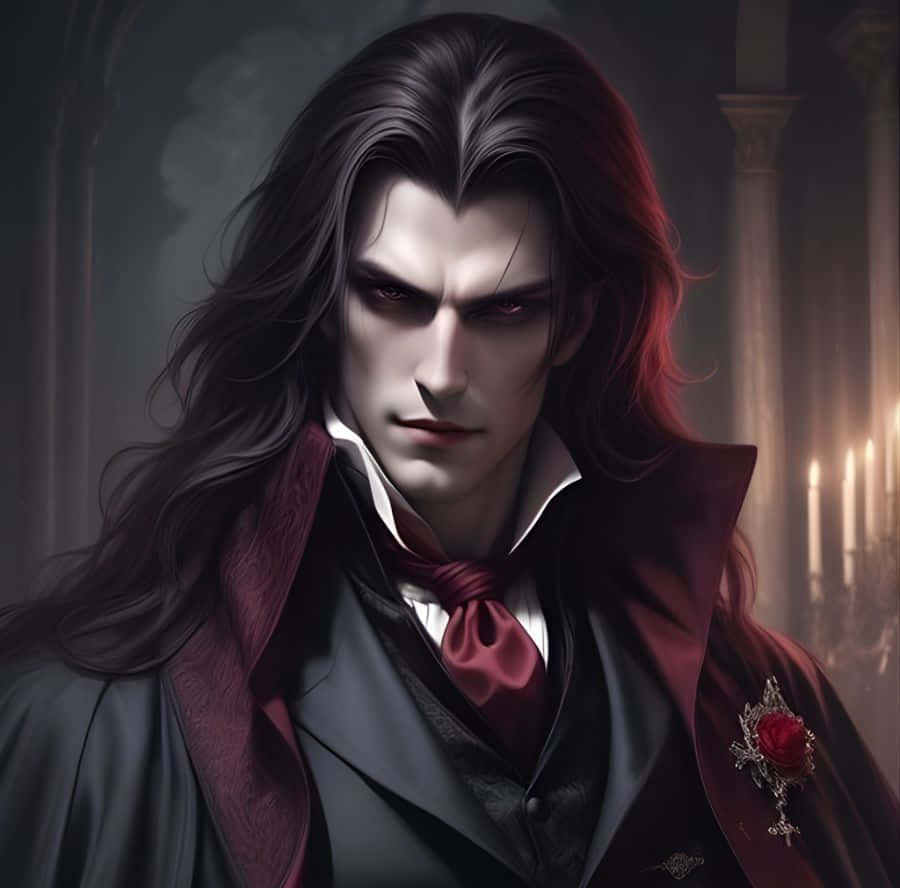 Dark Vampire, black coat, red lapels, SD Desktop Wallpaper