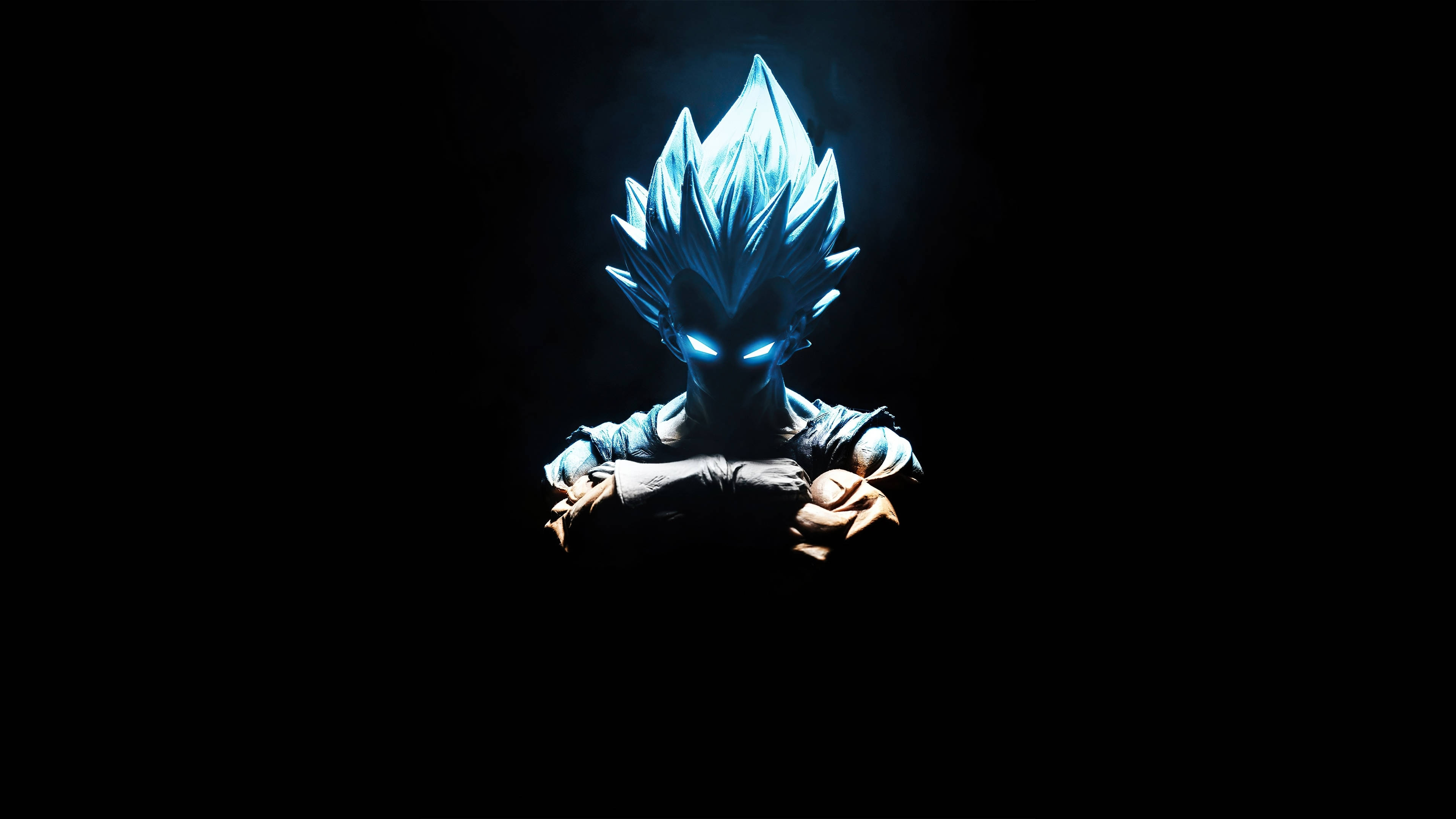 Dark Vegeta, blue-haired, intense eyes, 4K Desktop Wallpaper