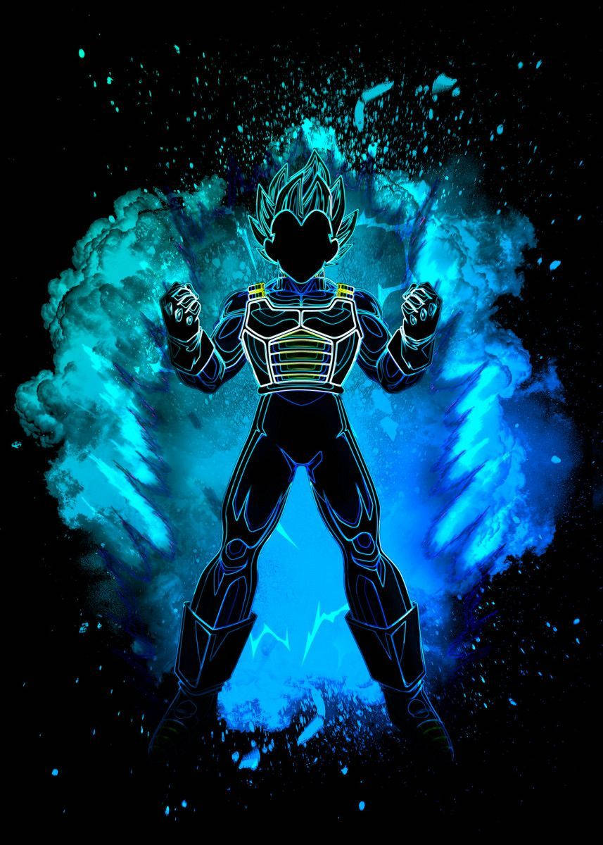 Dark Vegeta, glowing blue, anime warrior, SD Phone Wallpaper