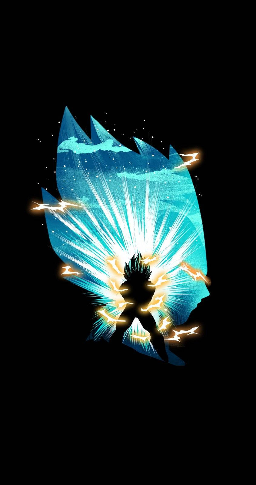Dark Vegeta, anime warrior, radiant blue energy aura, HD Phone Wallpaper