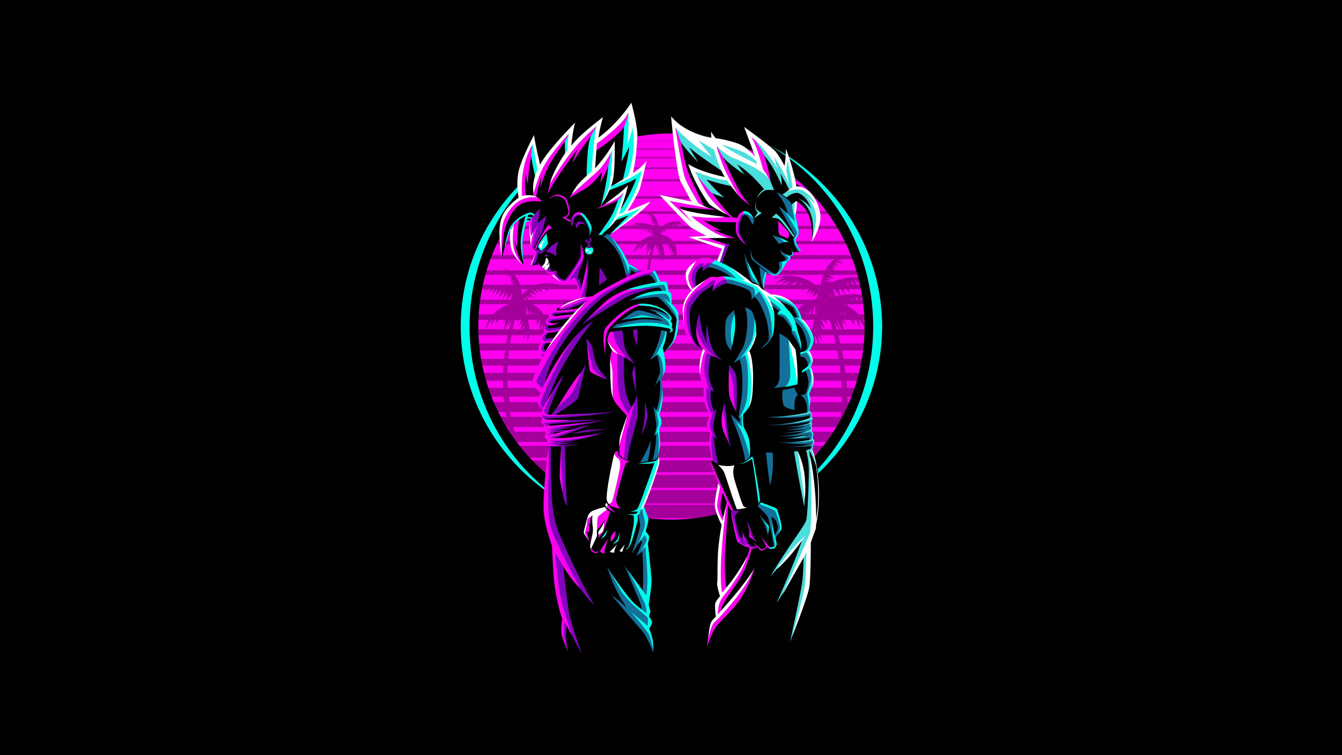 Dark Vegeta, neon pink, teal, 4K Desktop Wallpaper