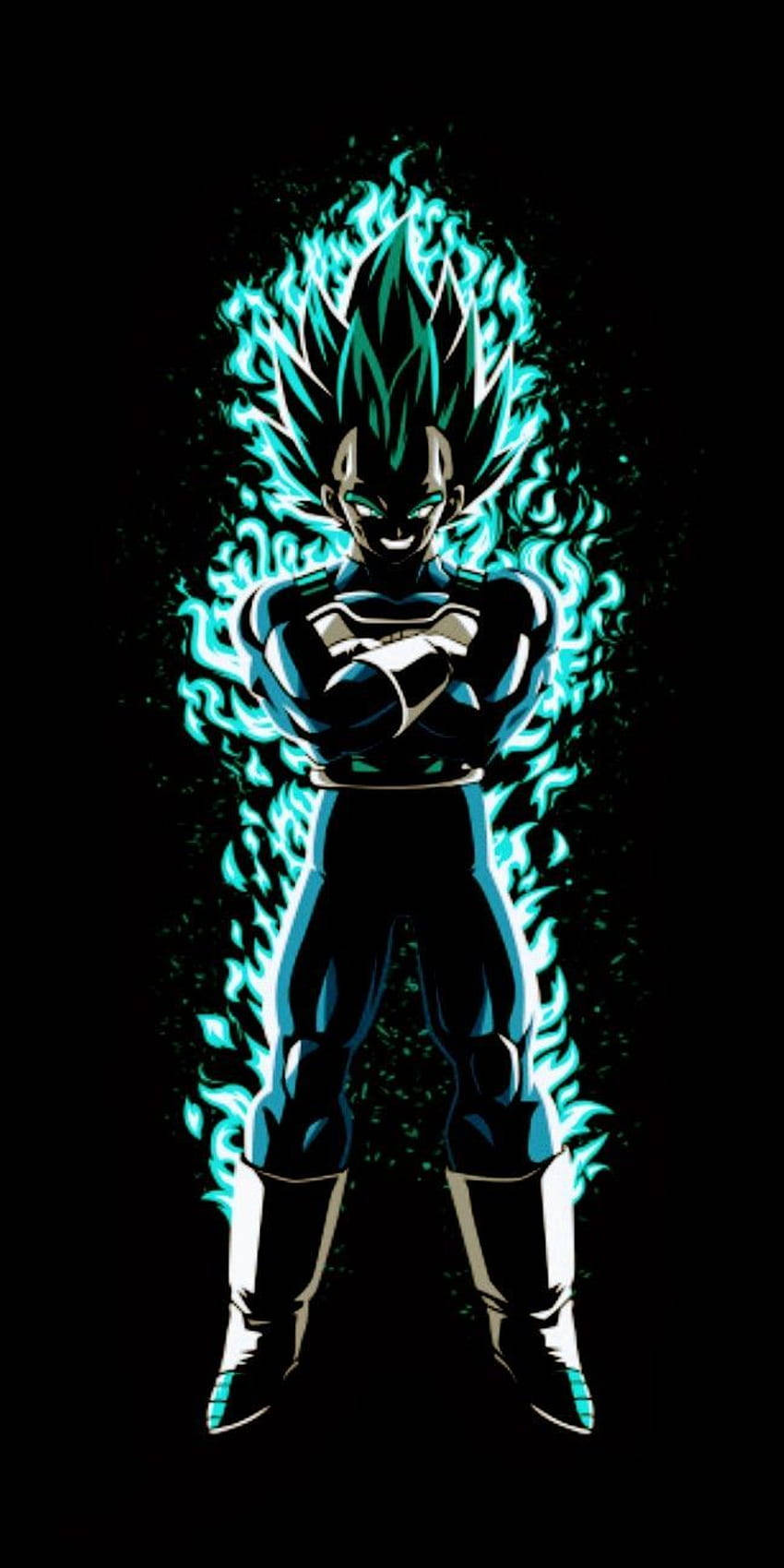 Dark Vegeta, spiky green hair, glowing blue aura, HD Phone Wallpaper