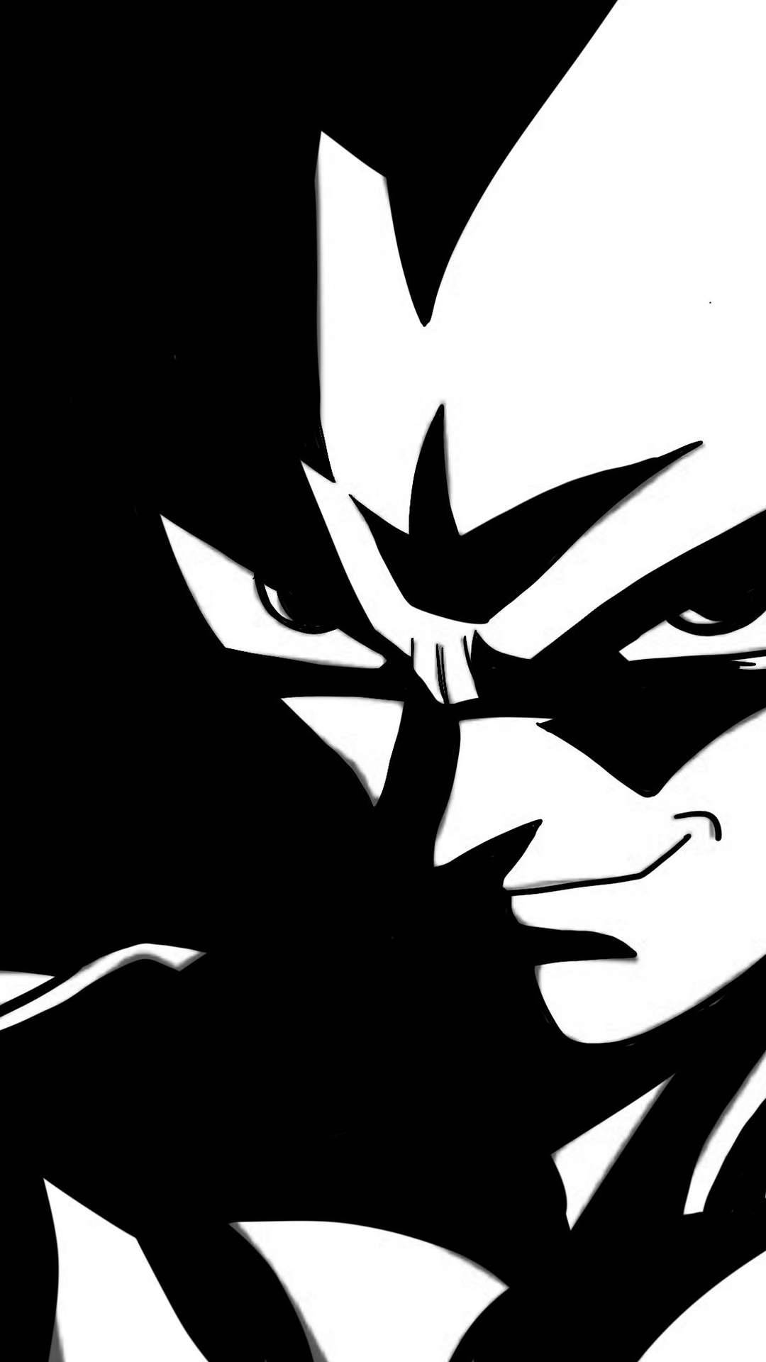 Dark Vegeta, black and white, anime-style, Full HD Phone Wallpaper
